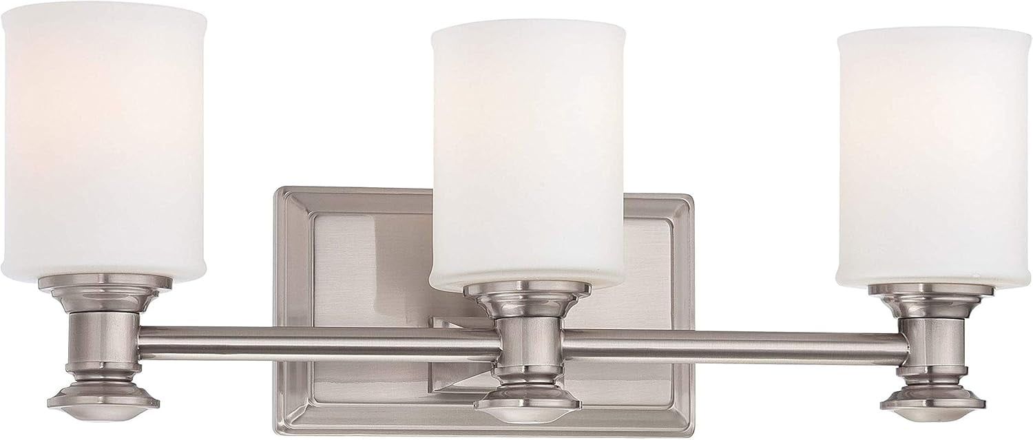 Brushed Nickel 3-Light Cylinder Bath Vanity Fixture