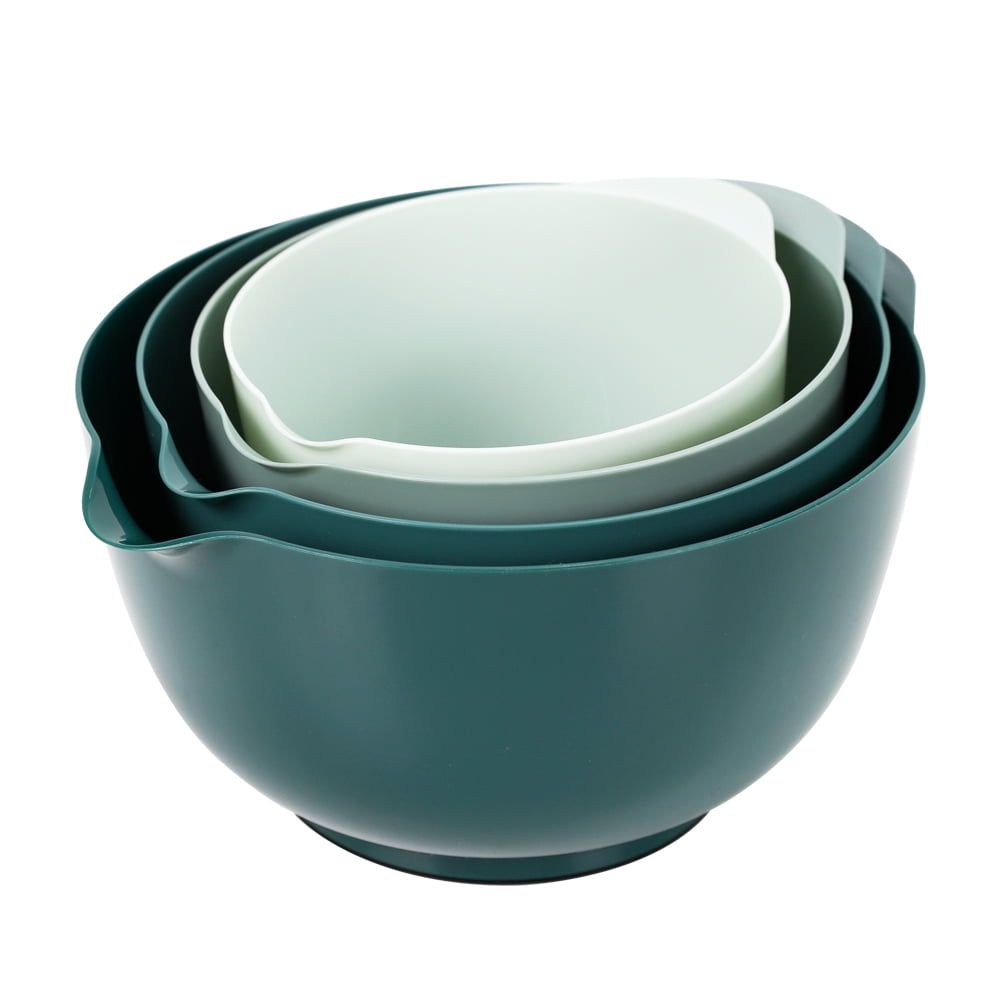 Green Ombre Plastic Nesting Mixing Bowl Set with Pour Spout, 4 Pieces