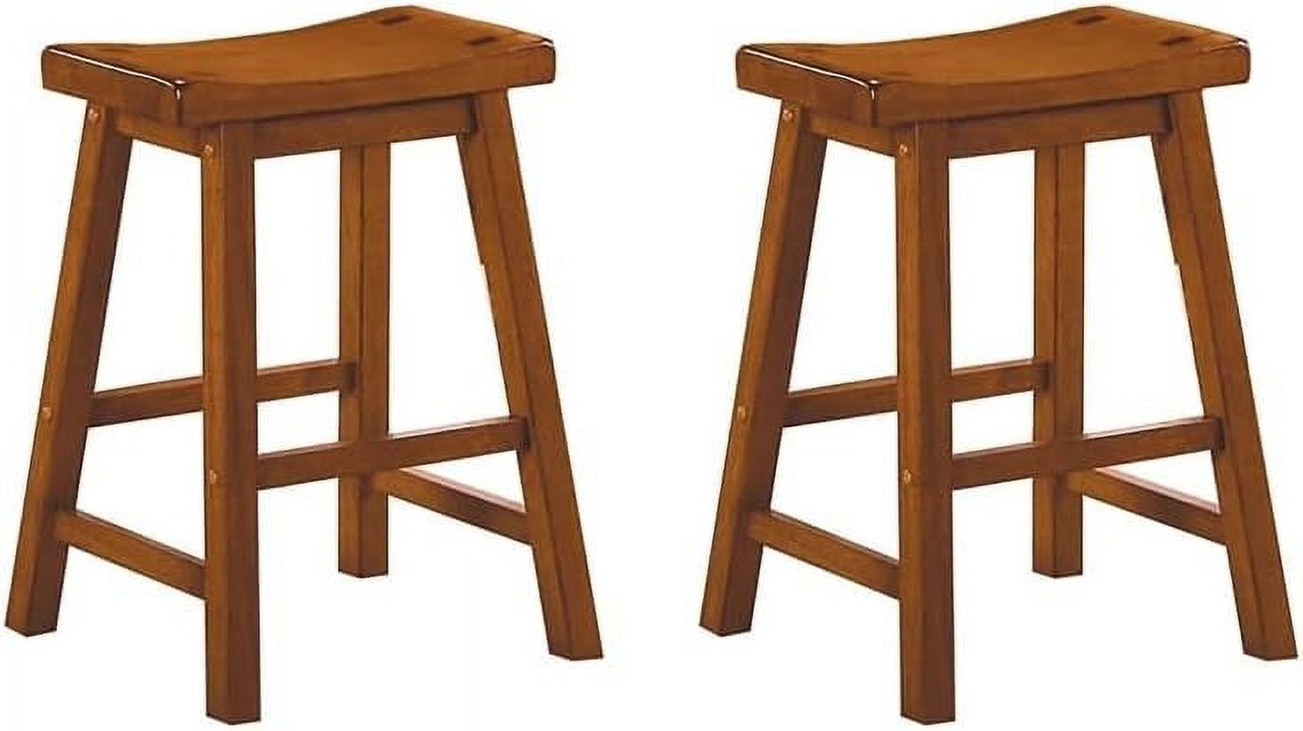 Saddle Style 24" Backless Solid Wood Bar Stool in Brown