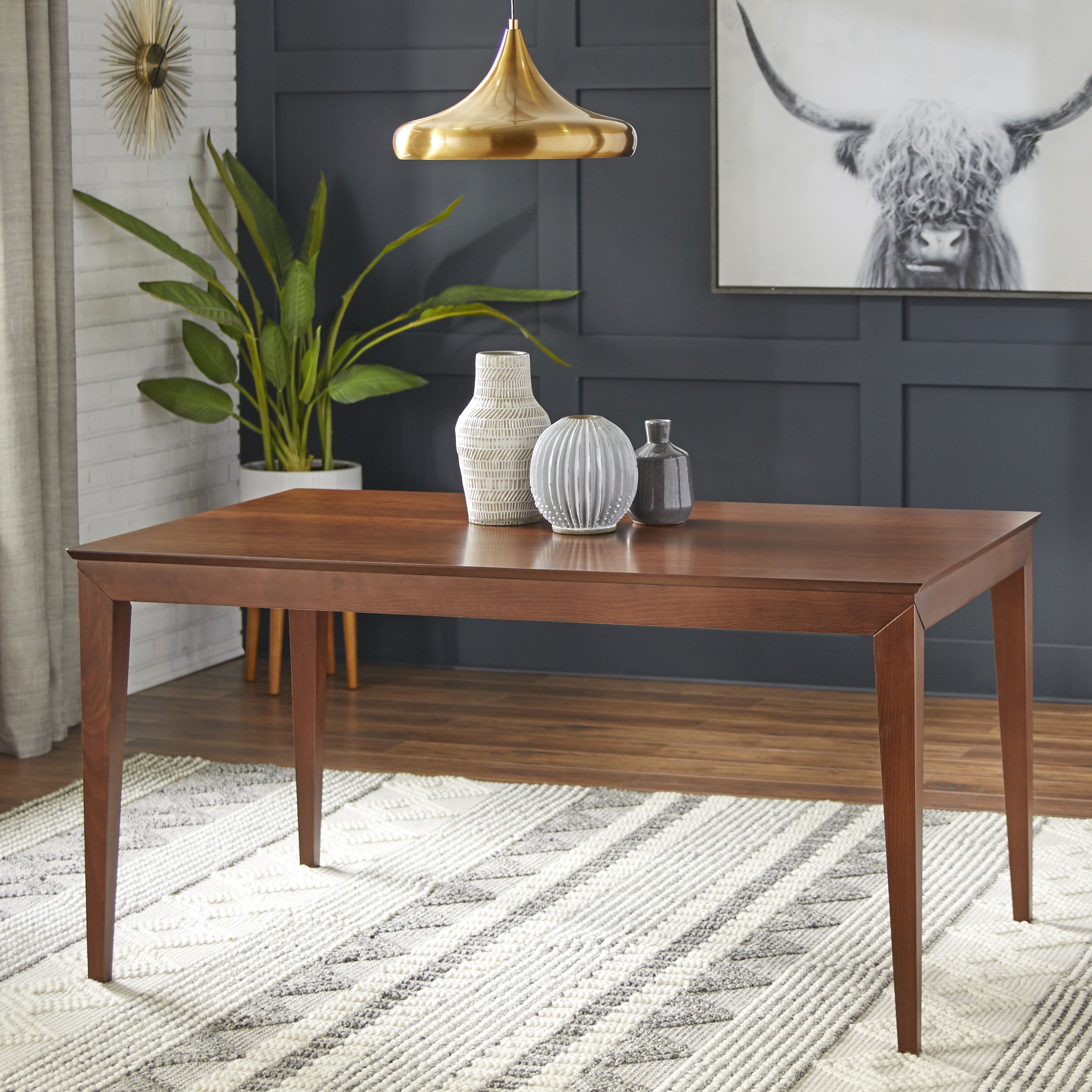 Lydon Walnut Finish Mid-Century MDF Dining Table