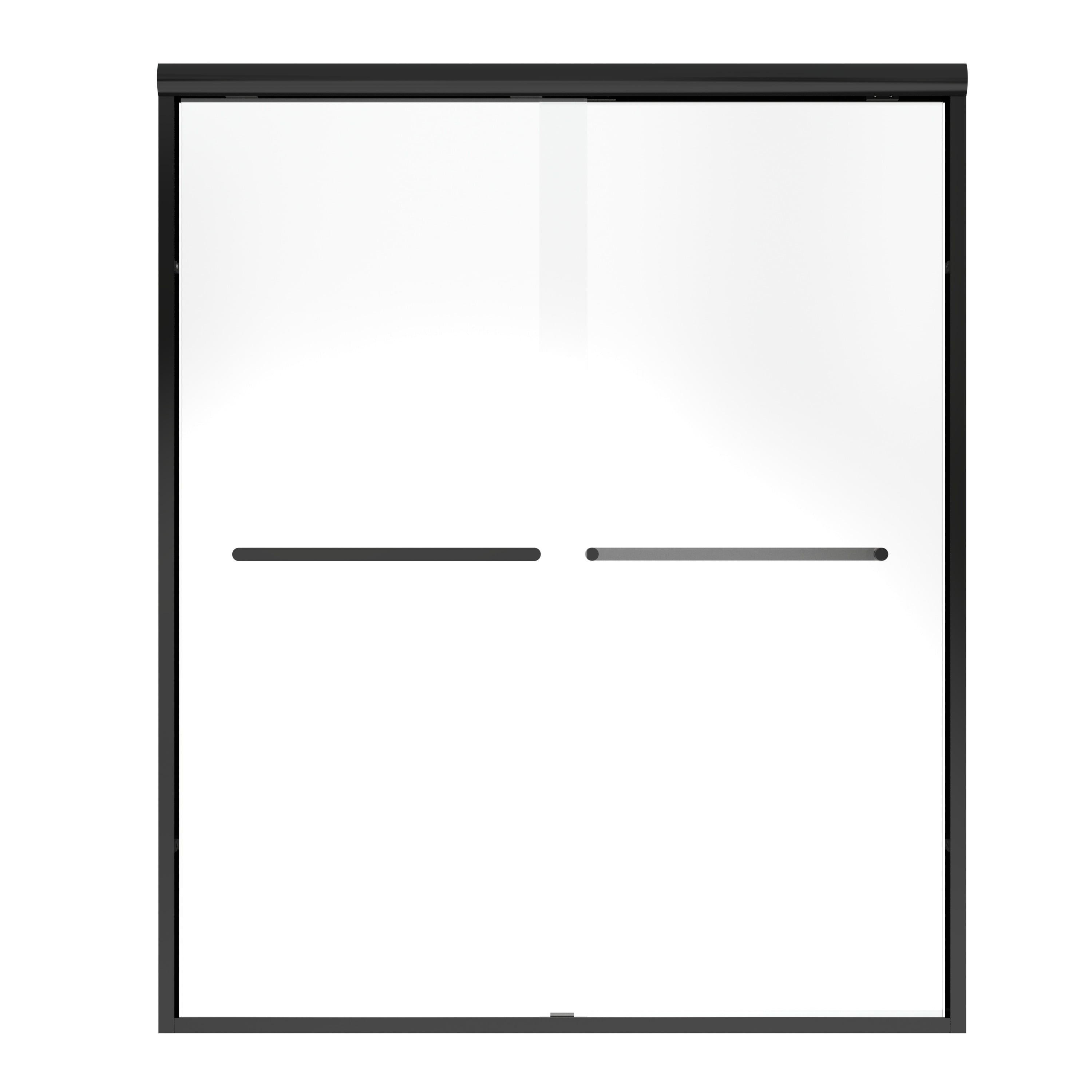 Black Double-Sliding Shower Door with Clear Glass Panels