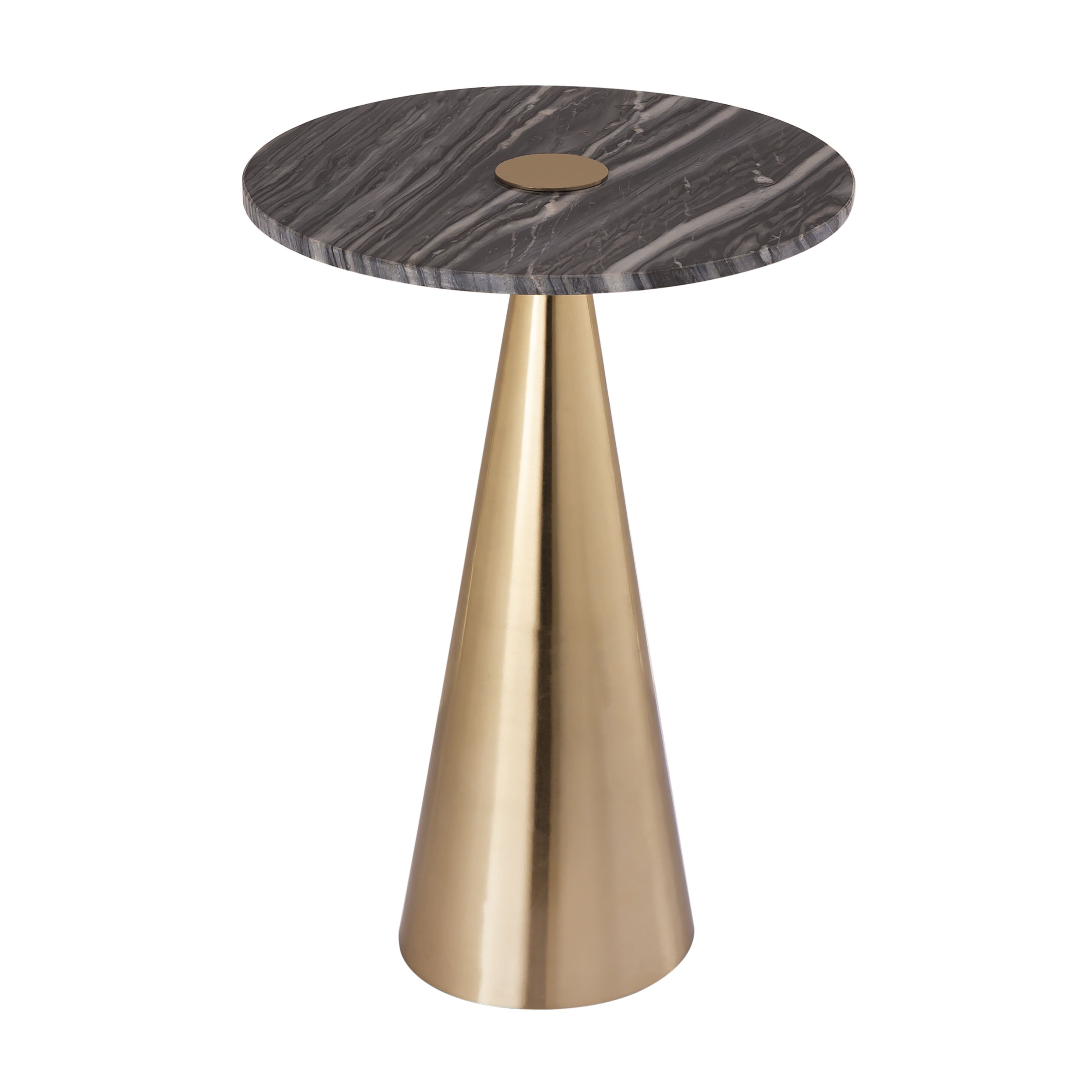 Gray Marble and Gold Metal Round Side Table