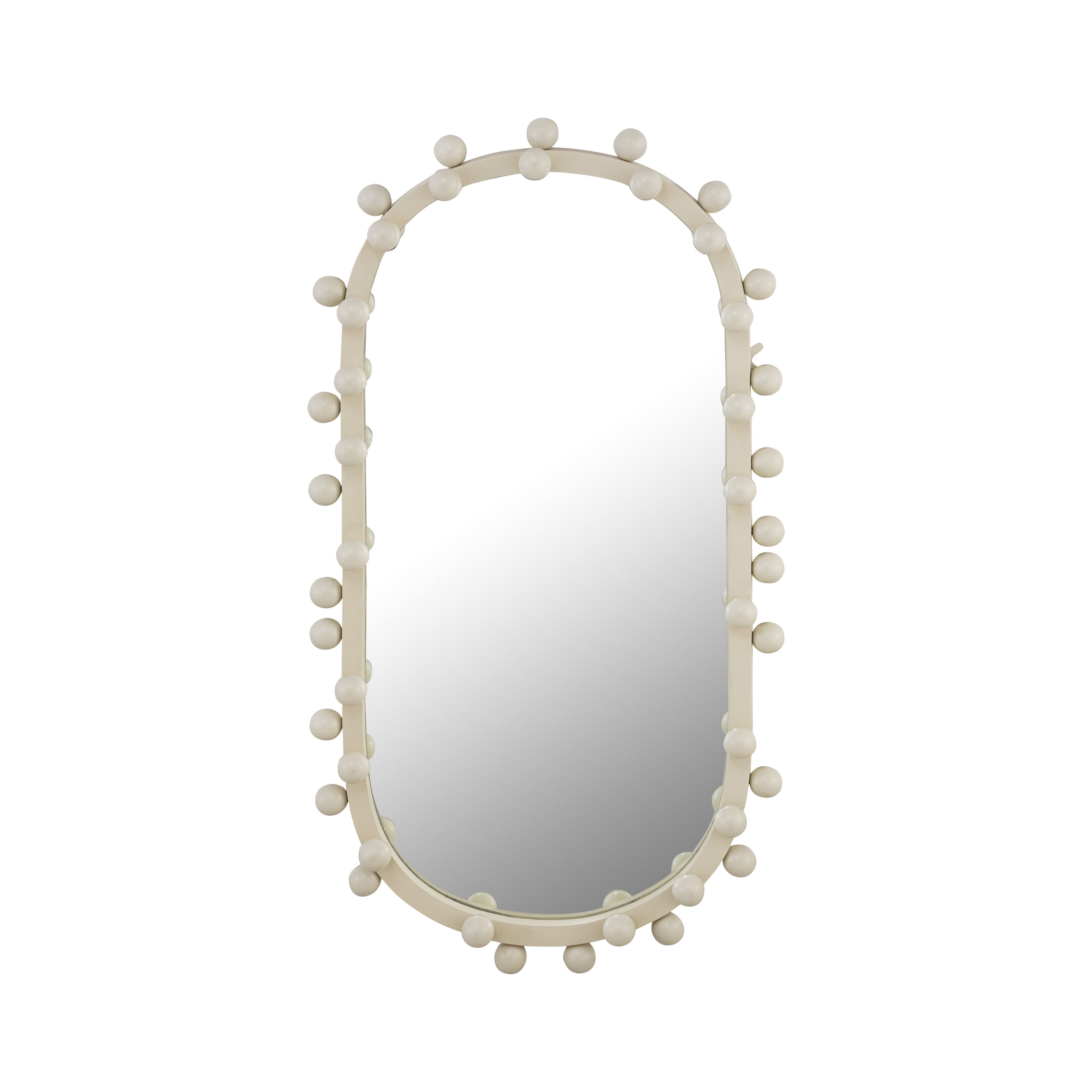 Ivory Oval Wall Mirror with Whimsical Bubbles