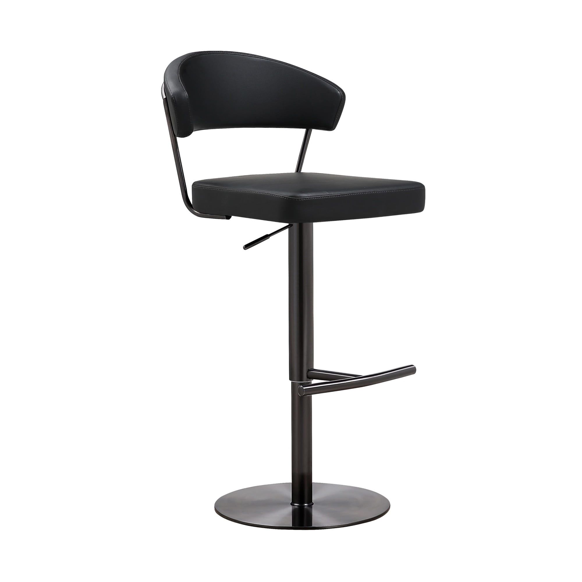 Cosmo Modern Black Leather Adjustable Swivel Barstool