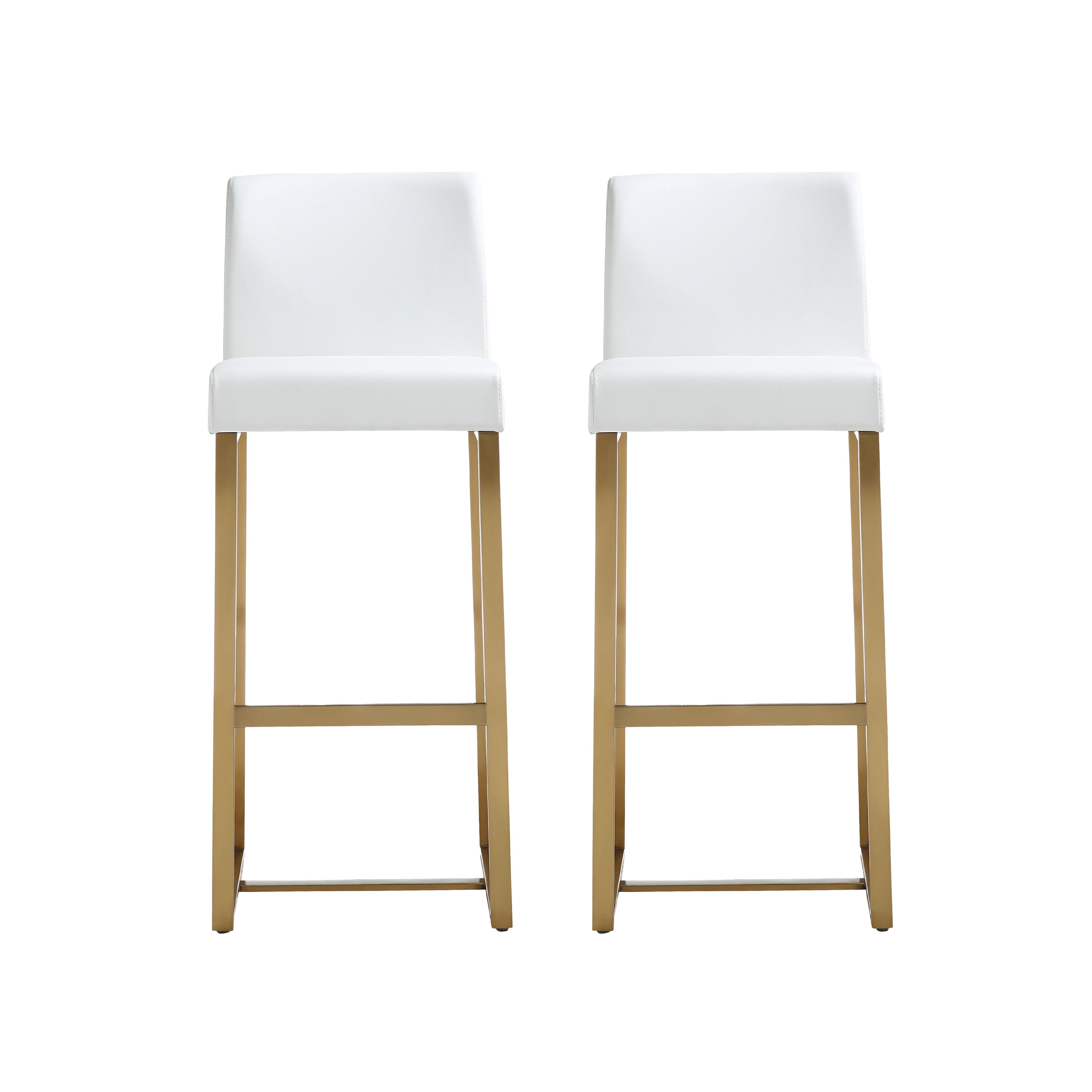 Luxurious White Eco-Leather and Gold Metal Bar Stool