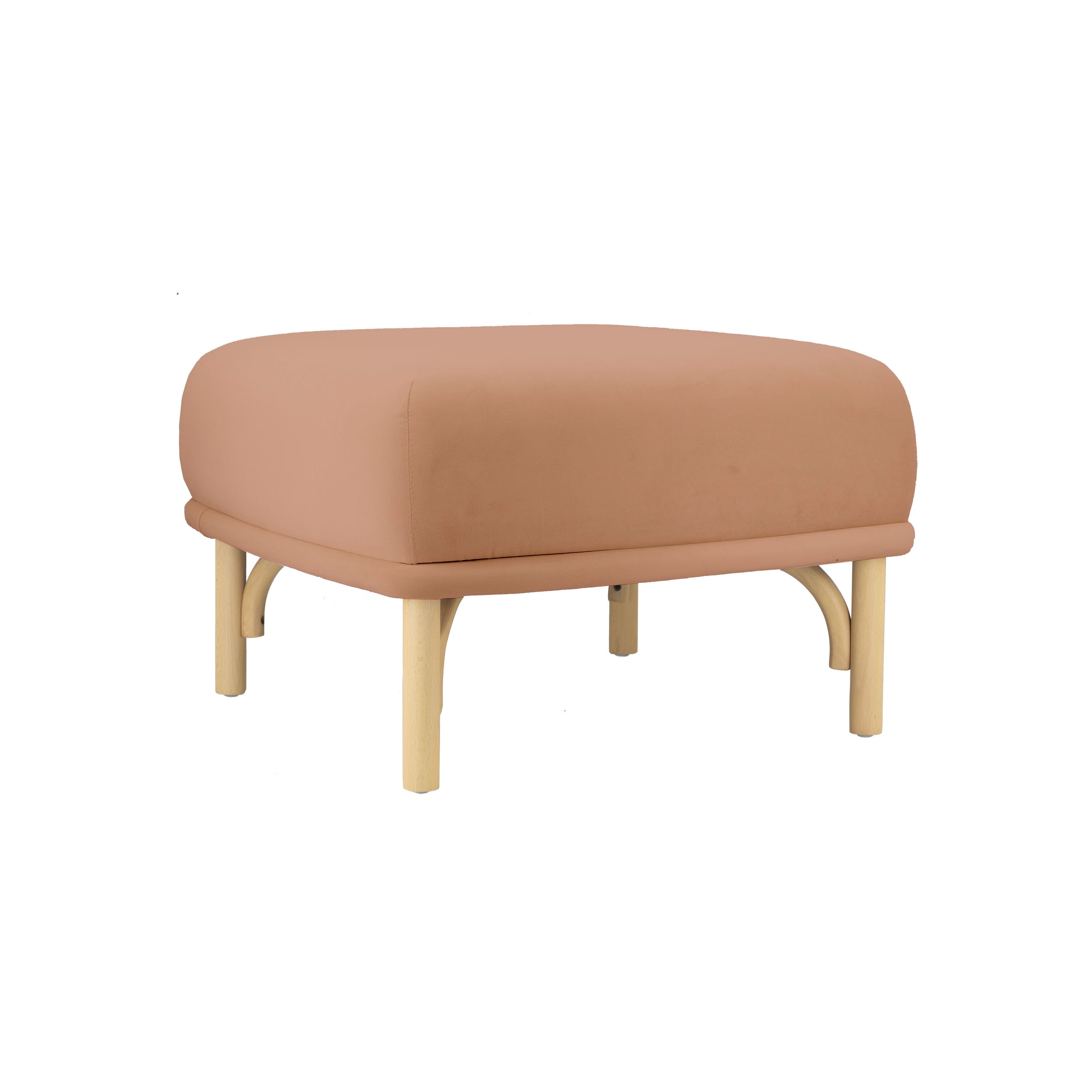 Desiree Mauve Velvet Ottoman with Solid Beech Legs