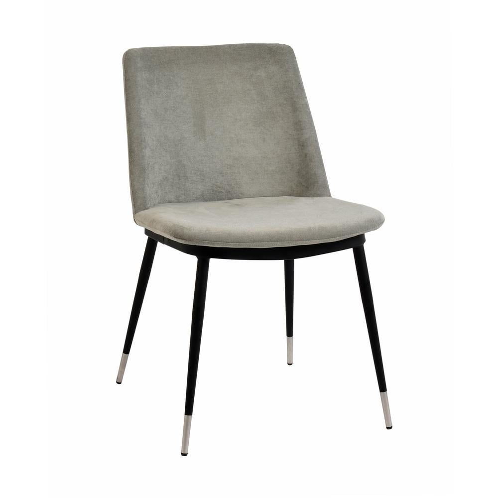 Evora Gray Velvet Side Chairs with Metal Legs, Set of 2