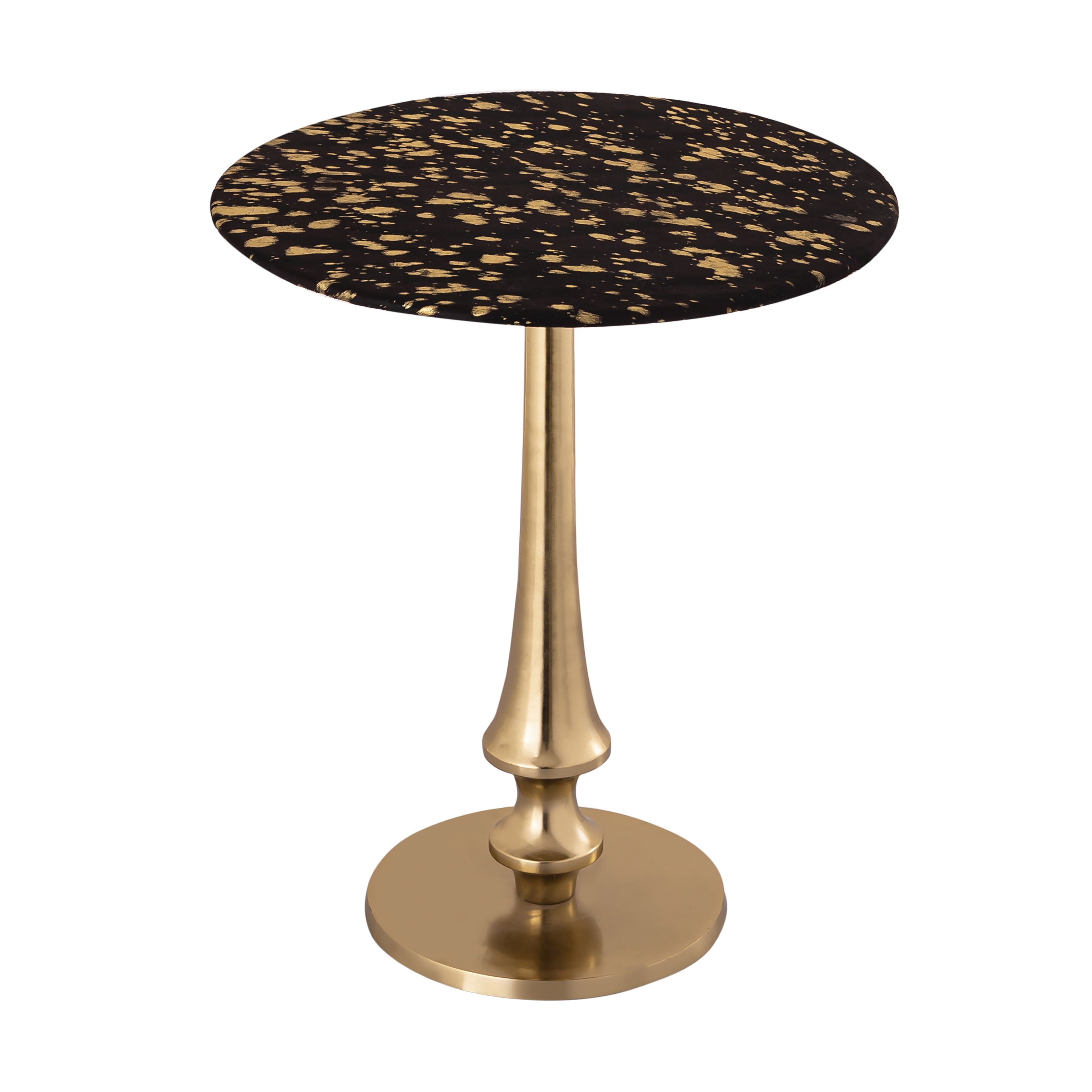 Black and Gold Round Metal Pedestal Side Table