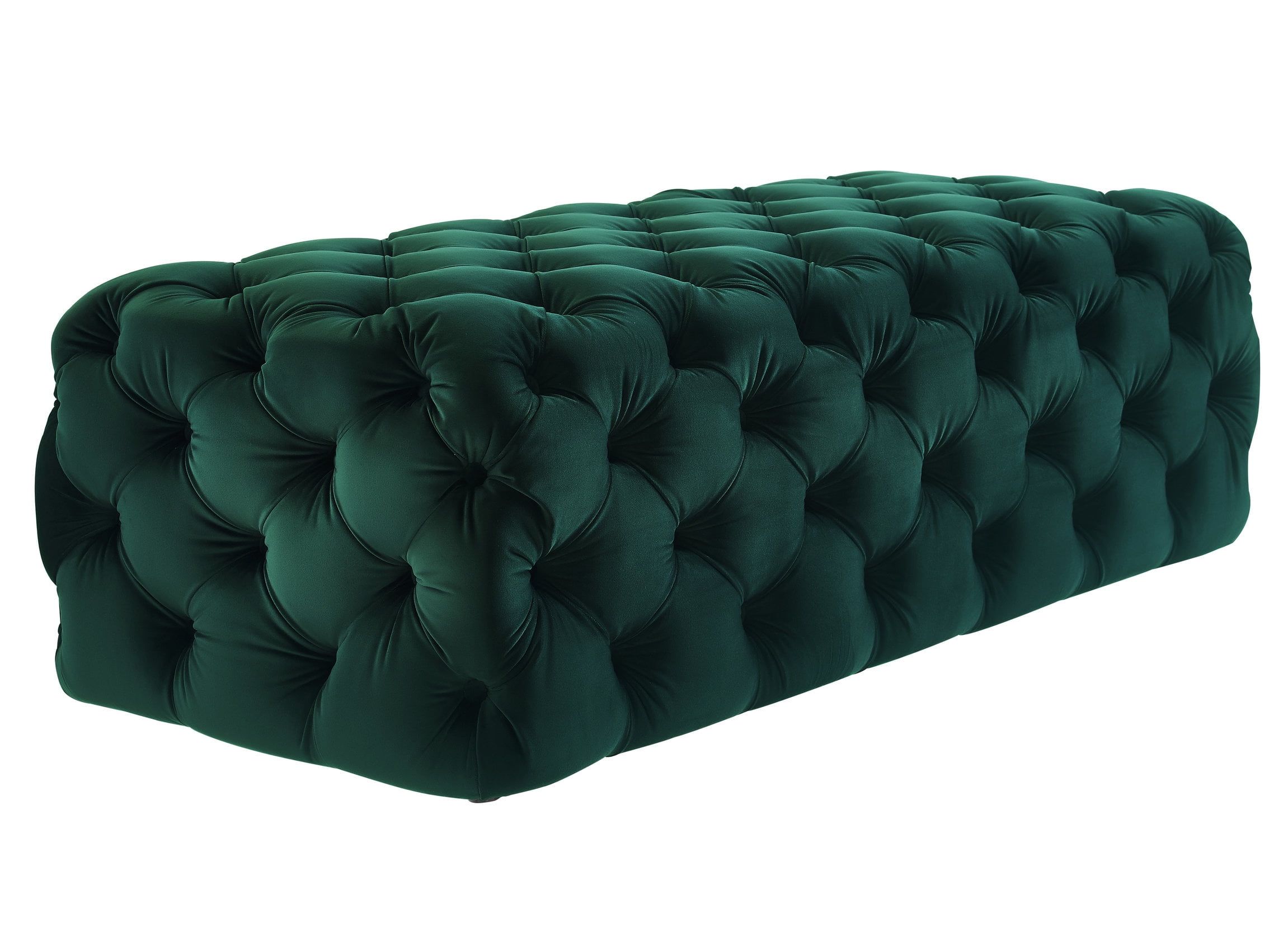 Kaylee Contemporary Green Velvet Tufted Jumbo Ottoman