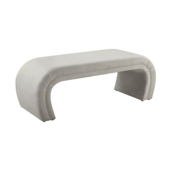 Kenya 48" Light Grey Velvet Waterfall-Style Bench