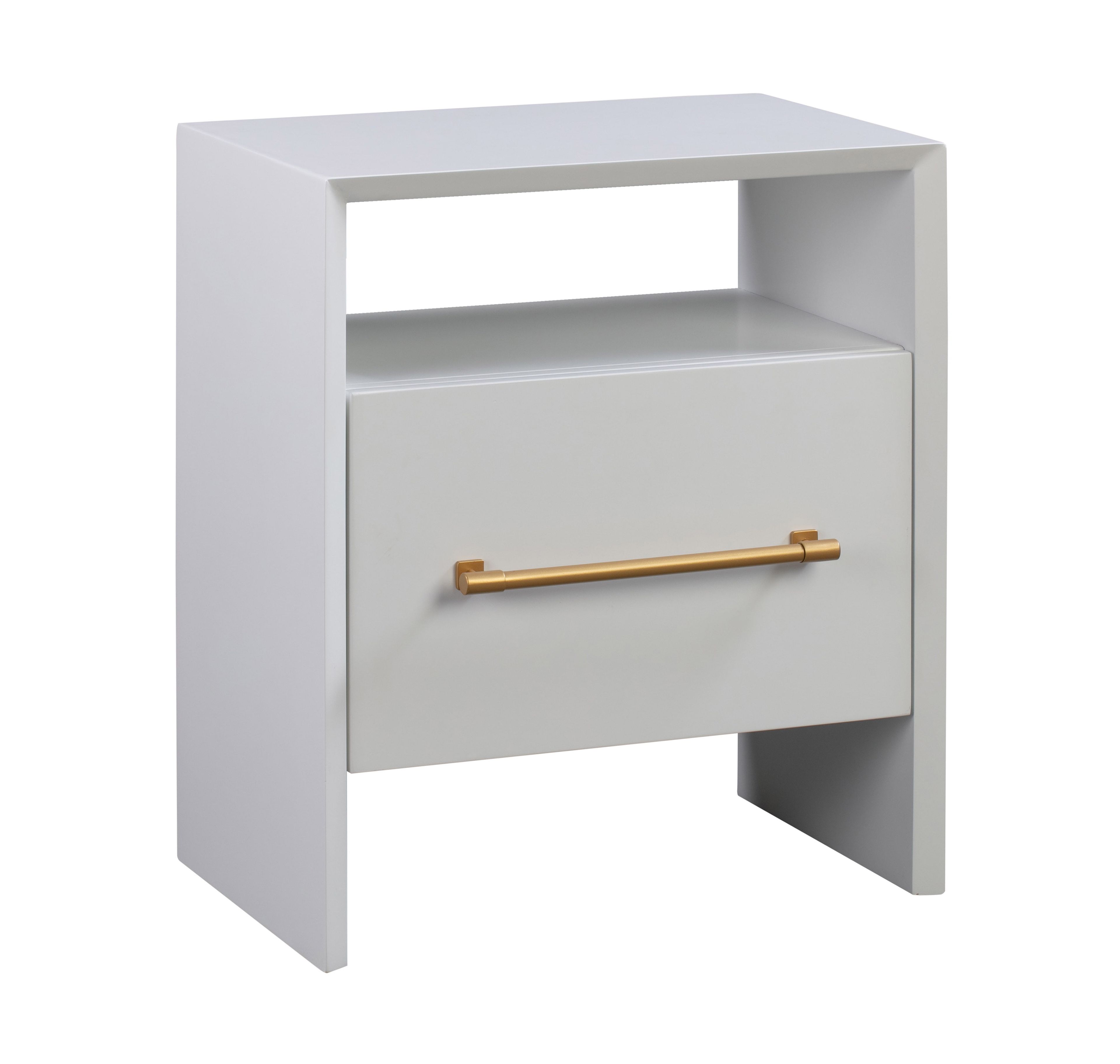 Libre 23'' Sleek White and Gold Modern Nightstand with 1 Drawer