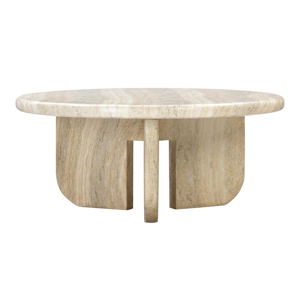 Beige Concrete Round Coffee Table with Unique Legs