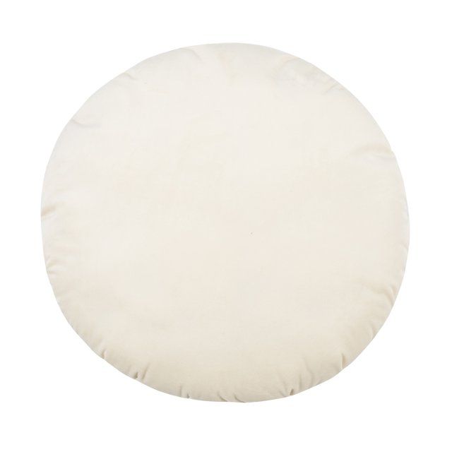 Contemporary 20" Cream Velvet Round Plush Pillow