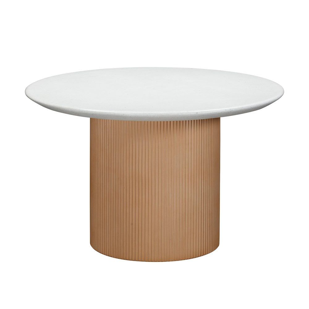 47" White Terrazzo and Terracotta Concrete Round Dining Table