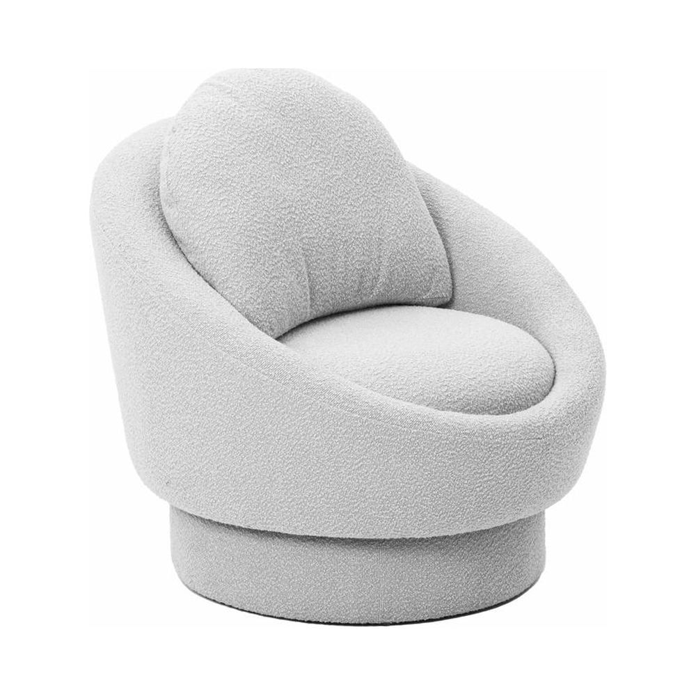 Light Grey Boucle Swivel Lounge Chair with Back Pillow