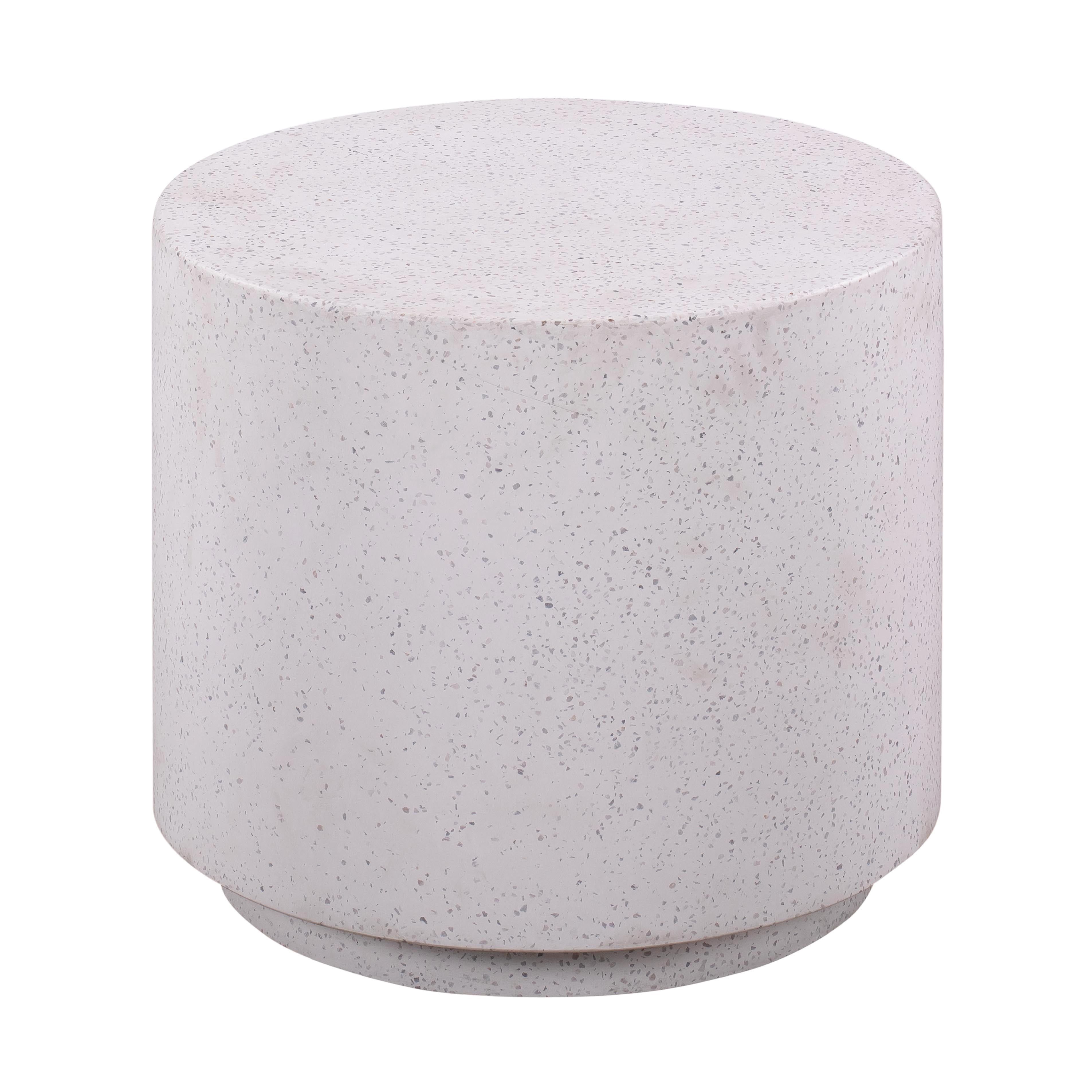 Gray Terrazzo Concrete Drum Side Table