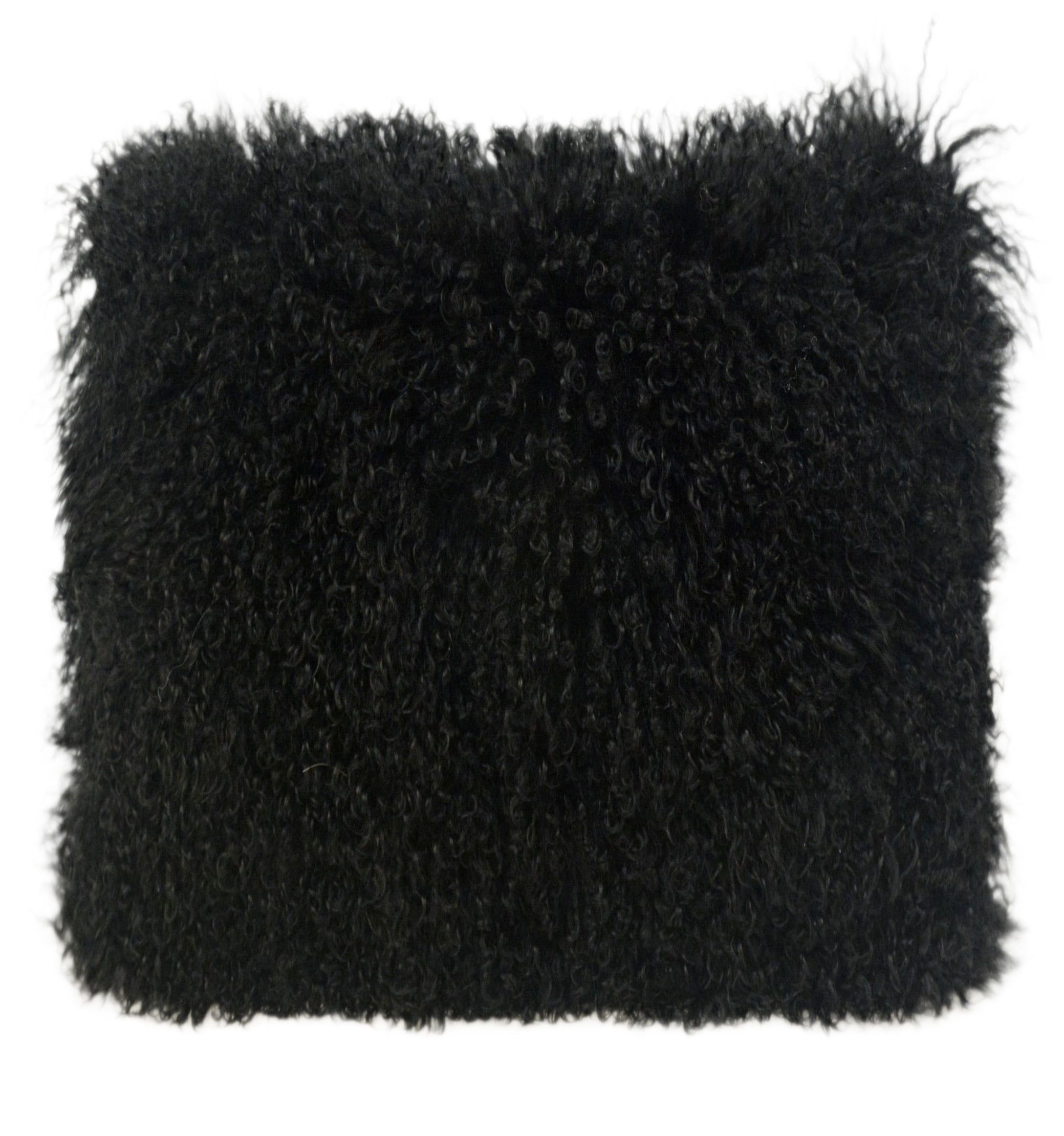 Large Black Tibetan Sheep Fur Pillow