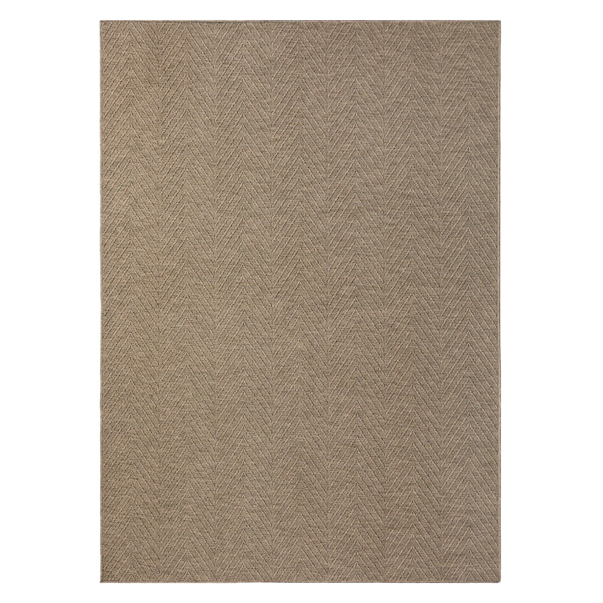 Brown Herringbone Textured Washable Synthetic Area Rug 9' x 12'