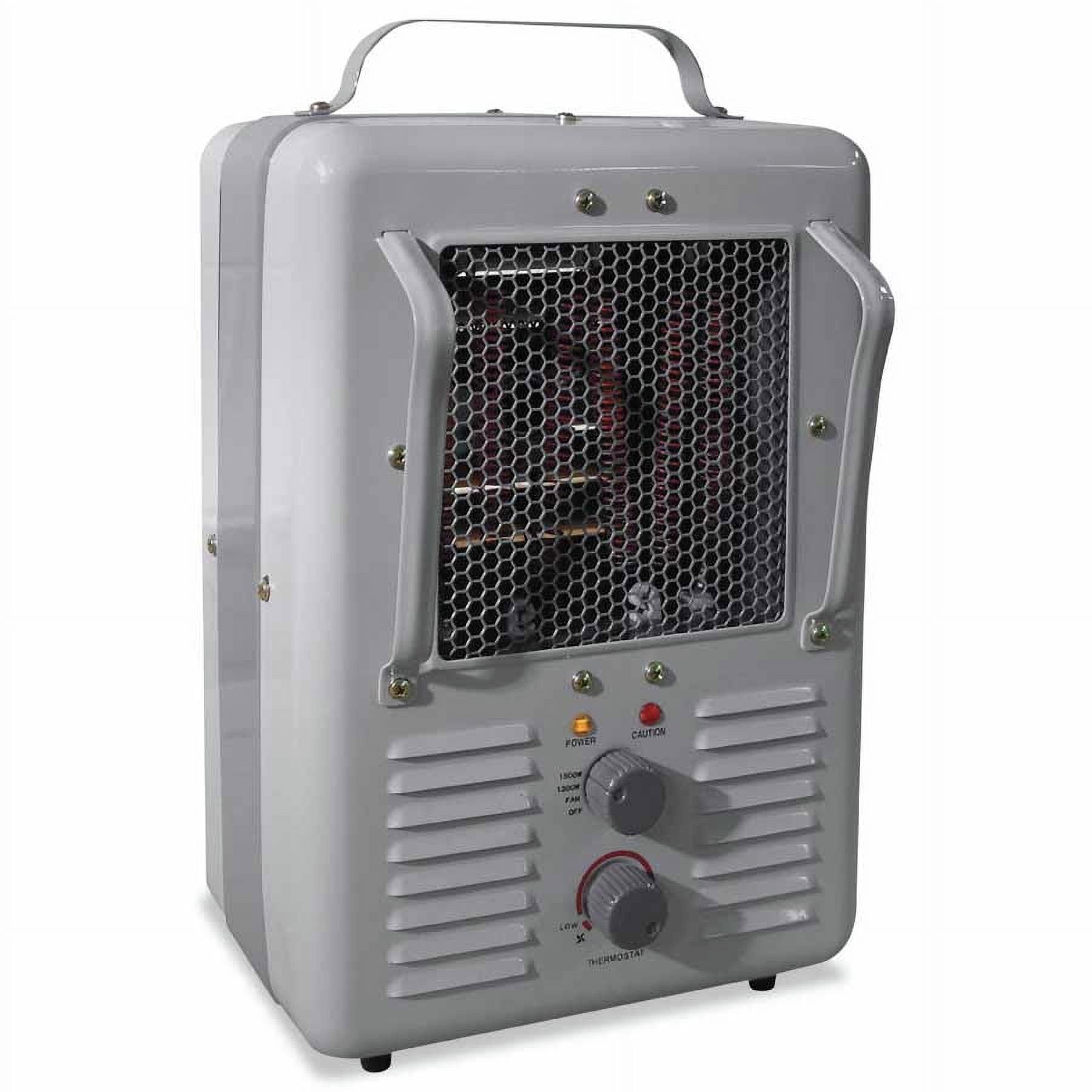 Portable Off-White Electric Heater with Thermostat and Safety Features