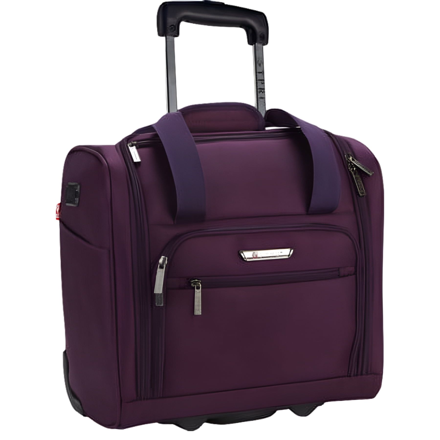 15" Purple Polyester Rolling Underseat Carry-On Luggage with USB Port