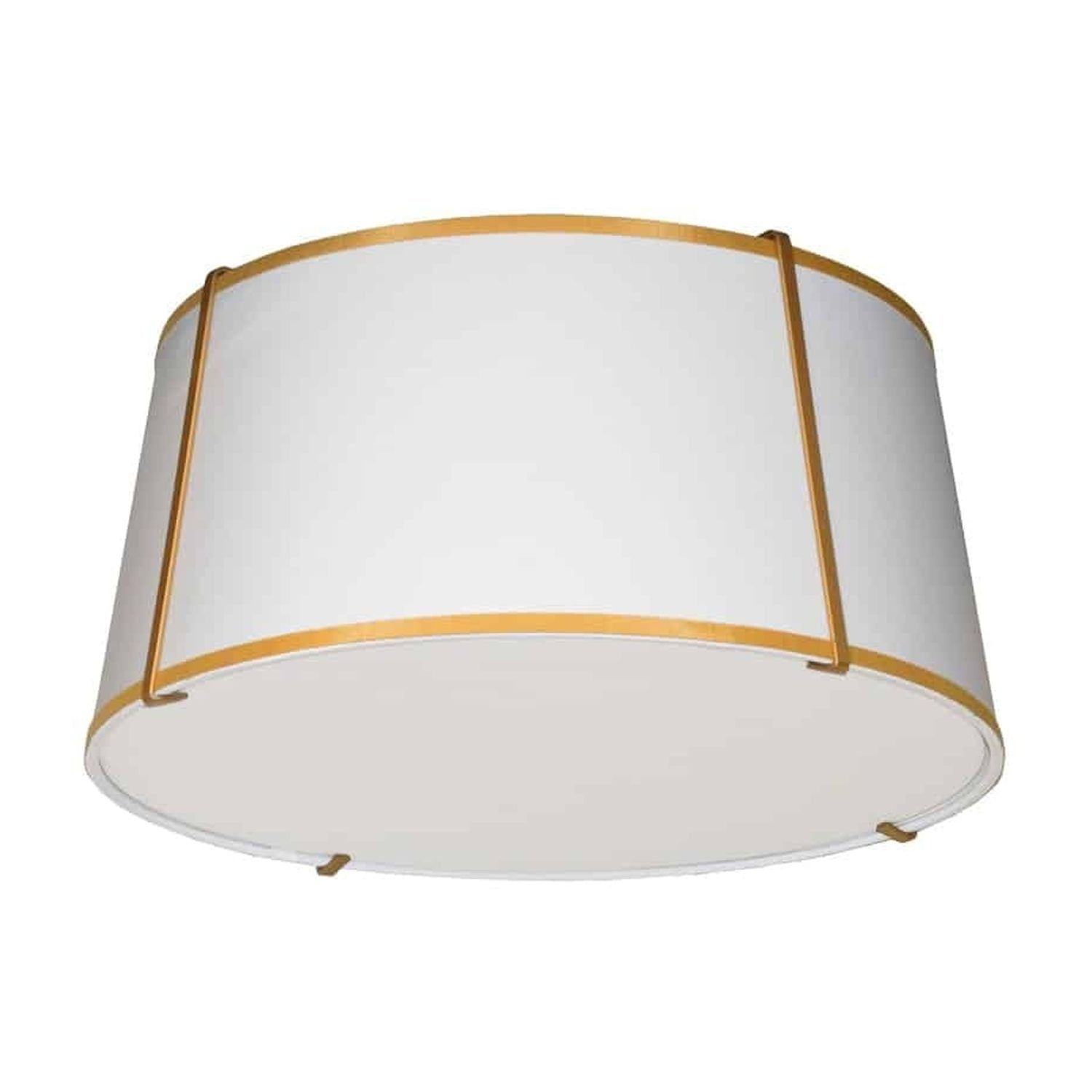 Gold and Beige Glass Drum Ceiling Fixture, 16-inch