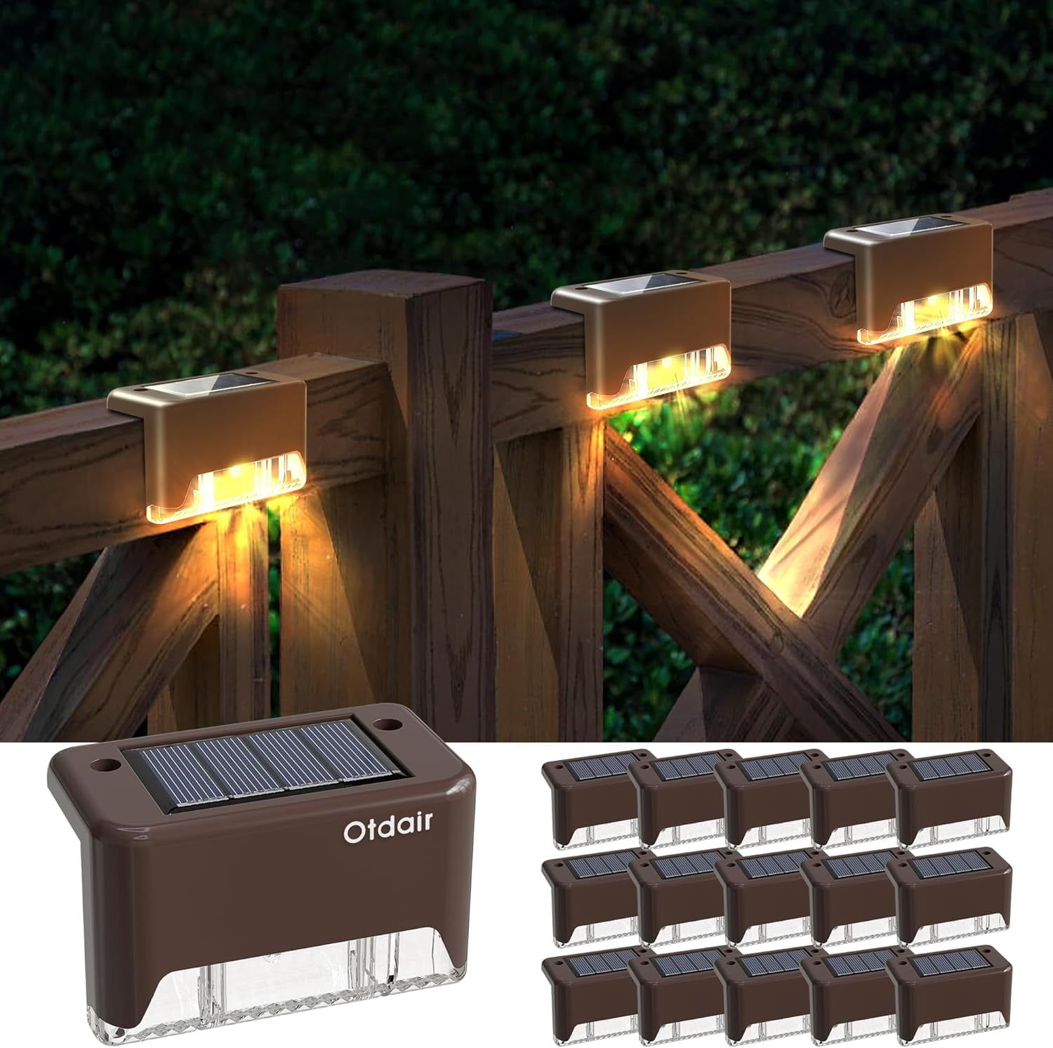 Warm White Solar Powered Waterproof LED Deck Lights Multipack