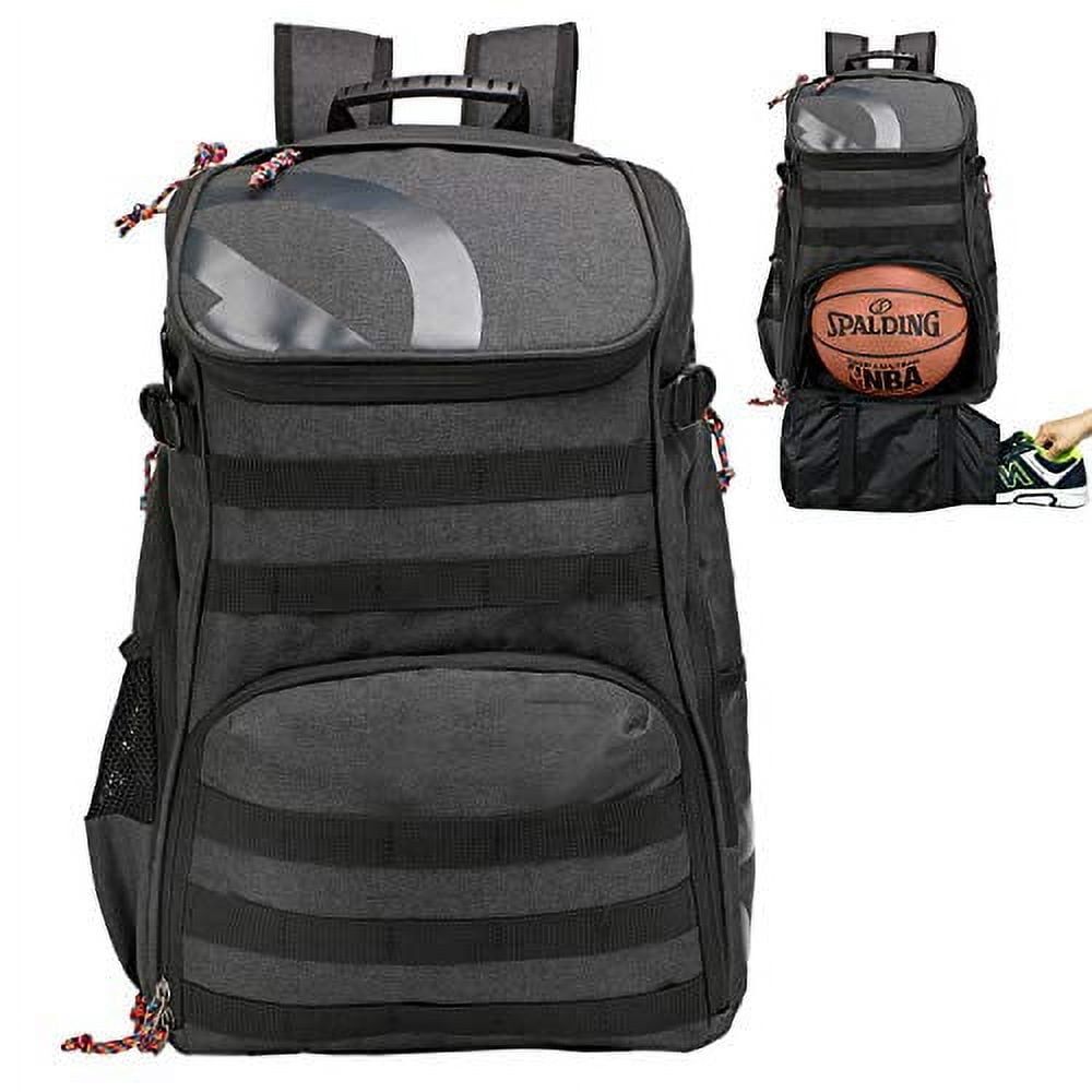 Charcoal Gray 35L Sports Backpack with Shoe and Ball Compartments