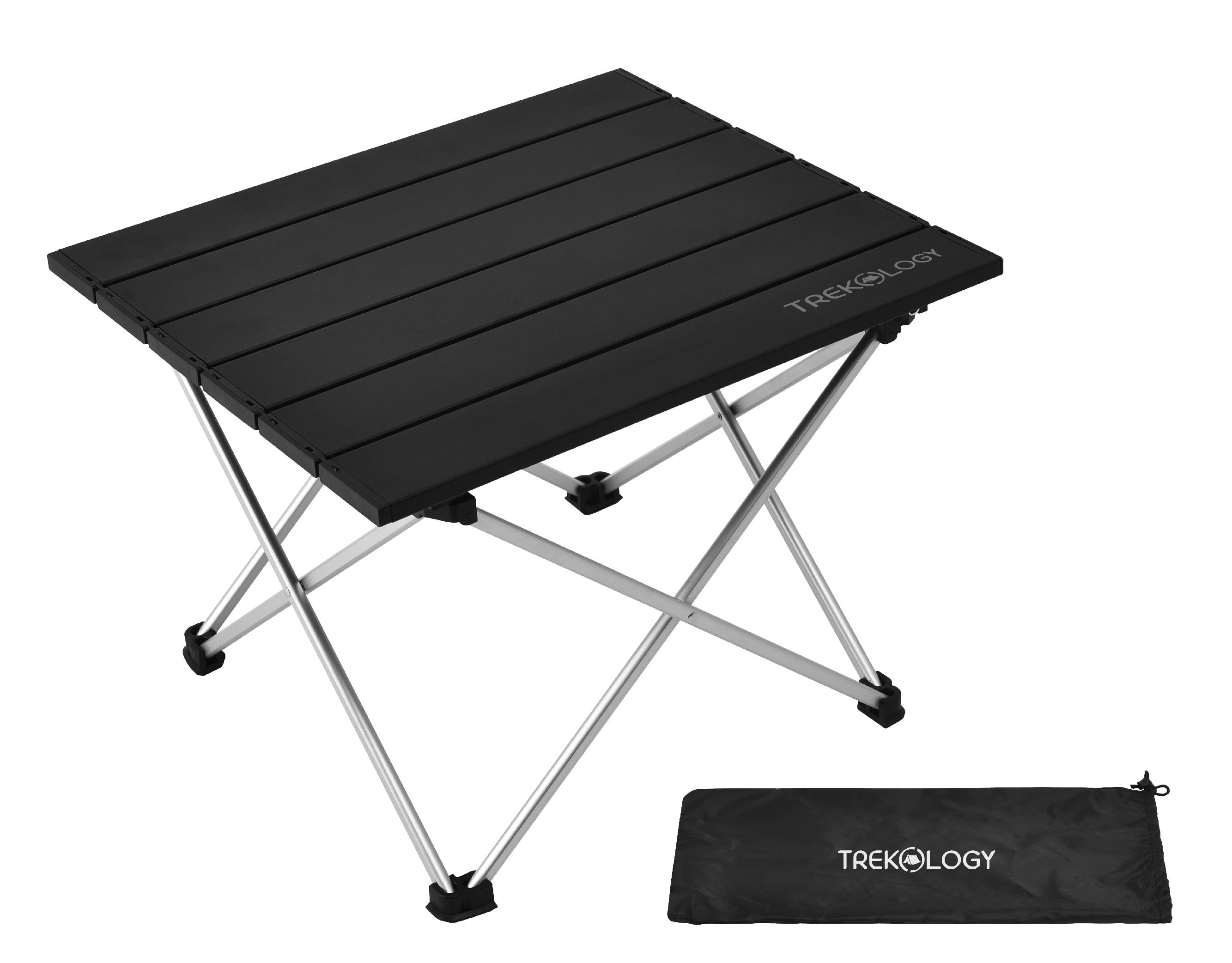 Black Aluminum Portable Folding Camping Table with Carry Bag