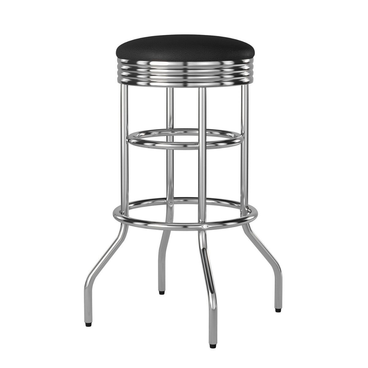 Trinity 30" Swivel Backless Metal Bar Stool in Black