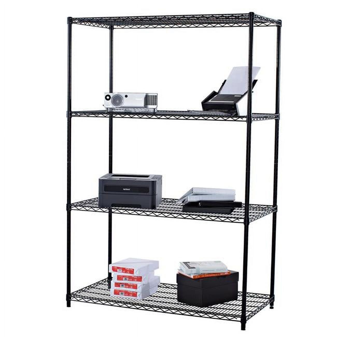 Black Steel 4-Tier Commercial Wire Shelving Unit