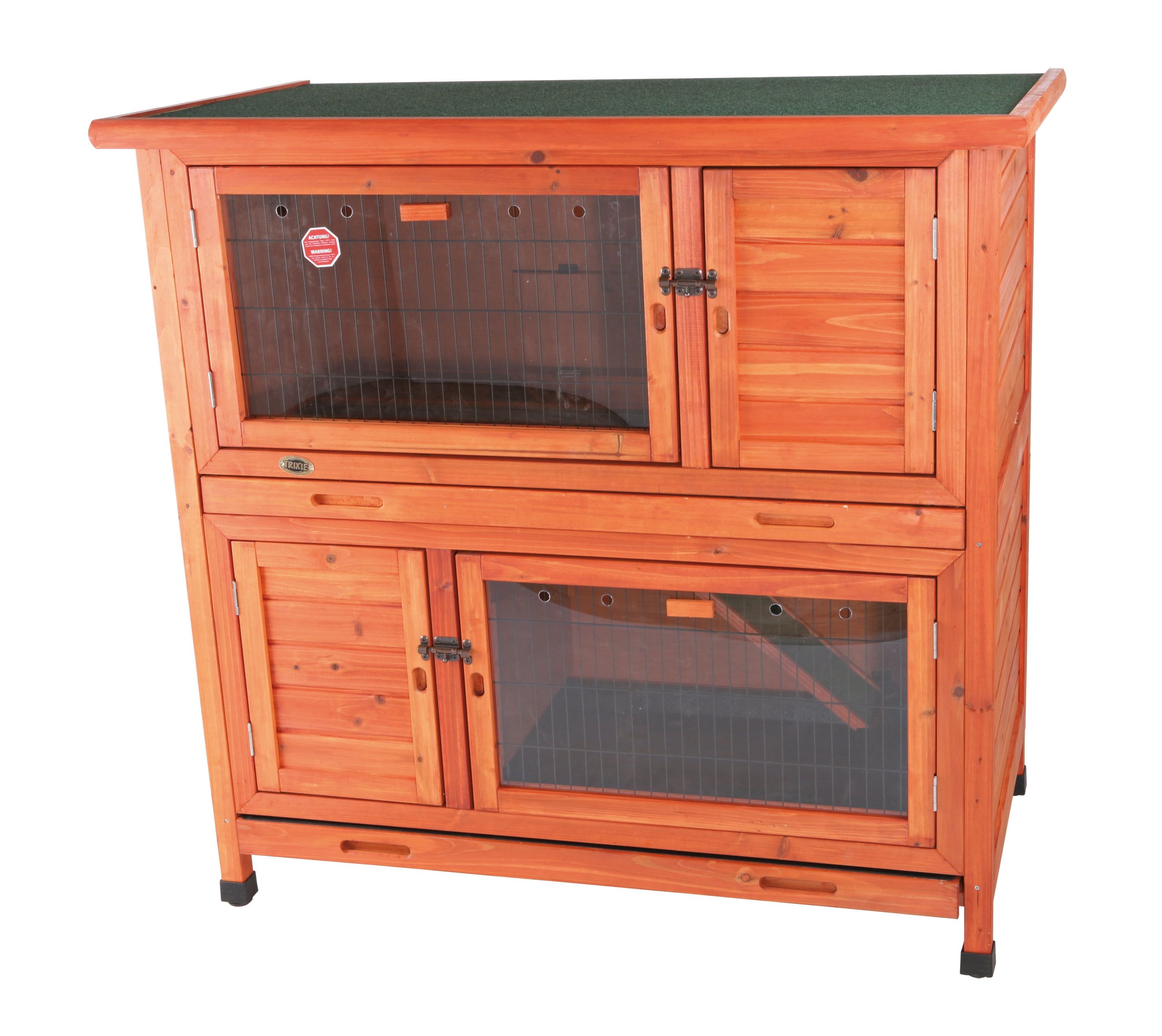 TRIXIE 2-Story Wooden Guinea Pig Hutch with Ramp and Tray