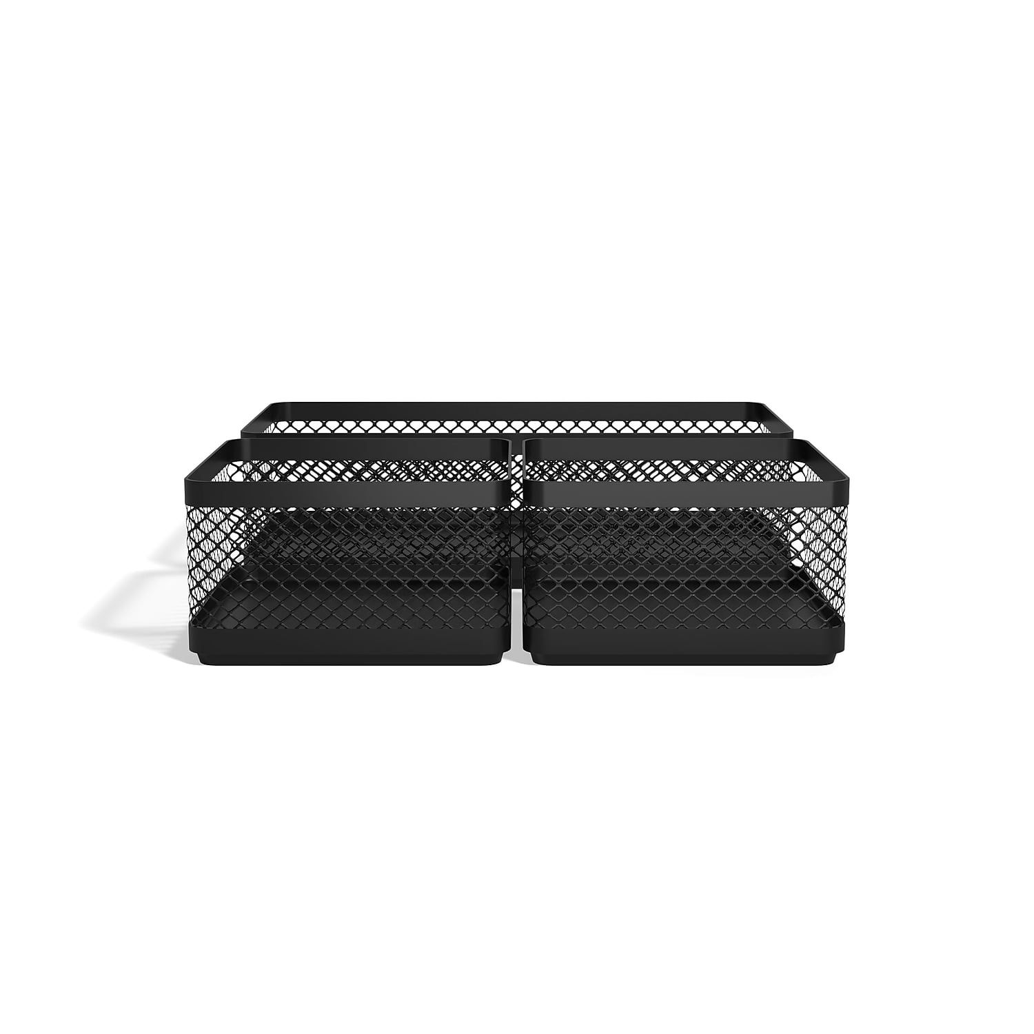 Black Wire Mesh Stackable Desk Organizer with Three Compartments