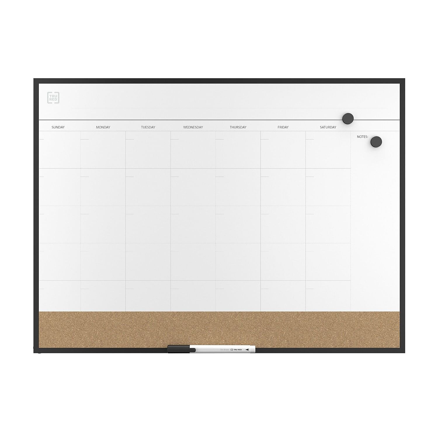 Black Aluminum Magnetic Dry Erase and Cork Combo Board 17" x 23"