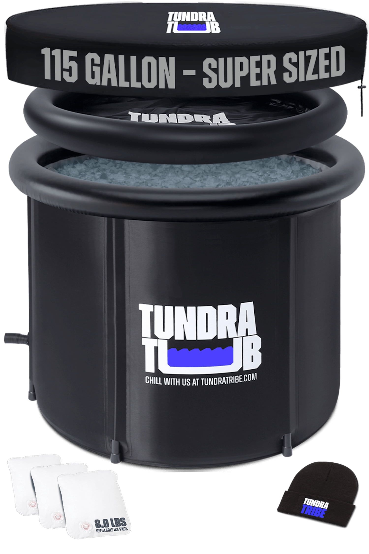 Tundra Tub XL Black Insulated Cold Plunge with Accessories