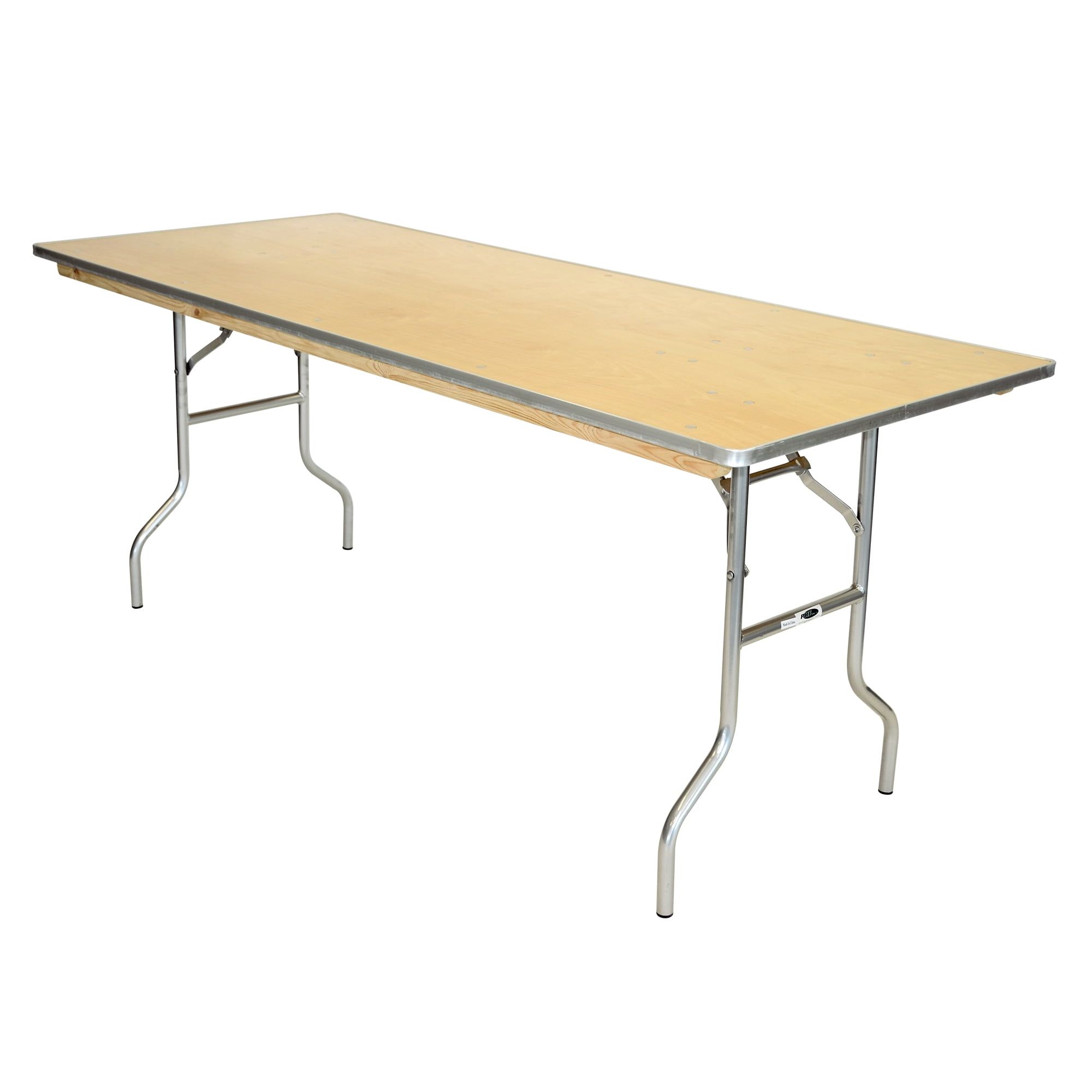 48-Inch Natural Birch Wood Rectangle Folding Table with Metal Edge