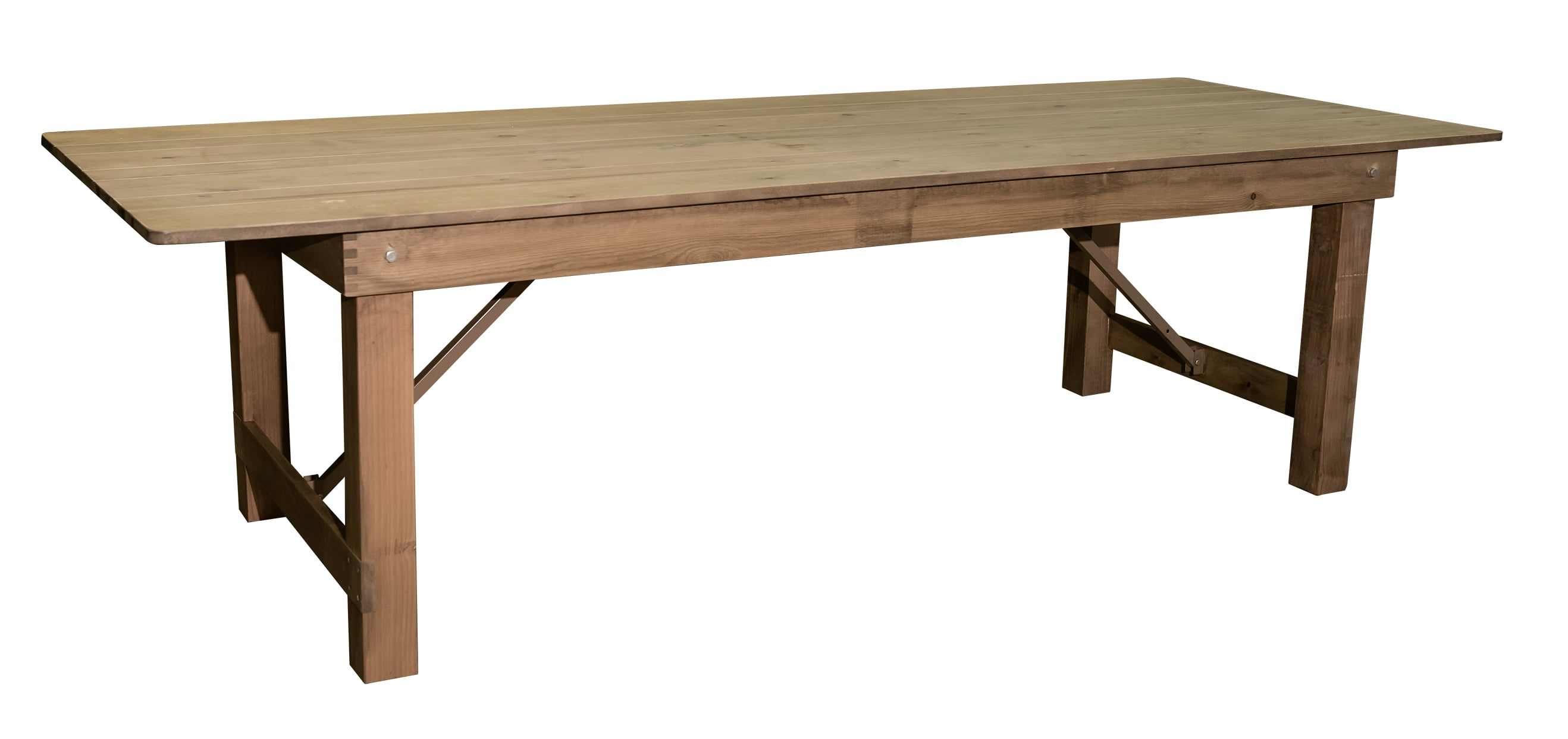 108 inch Natural Pine Wood Rectangle Folding Table