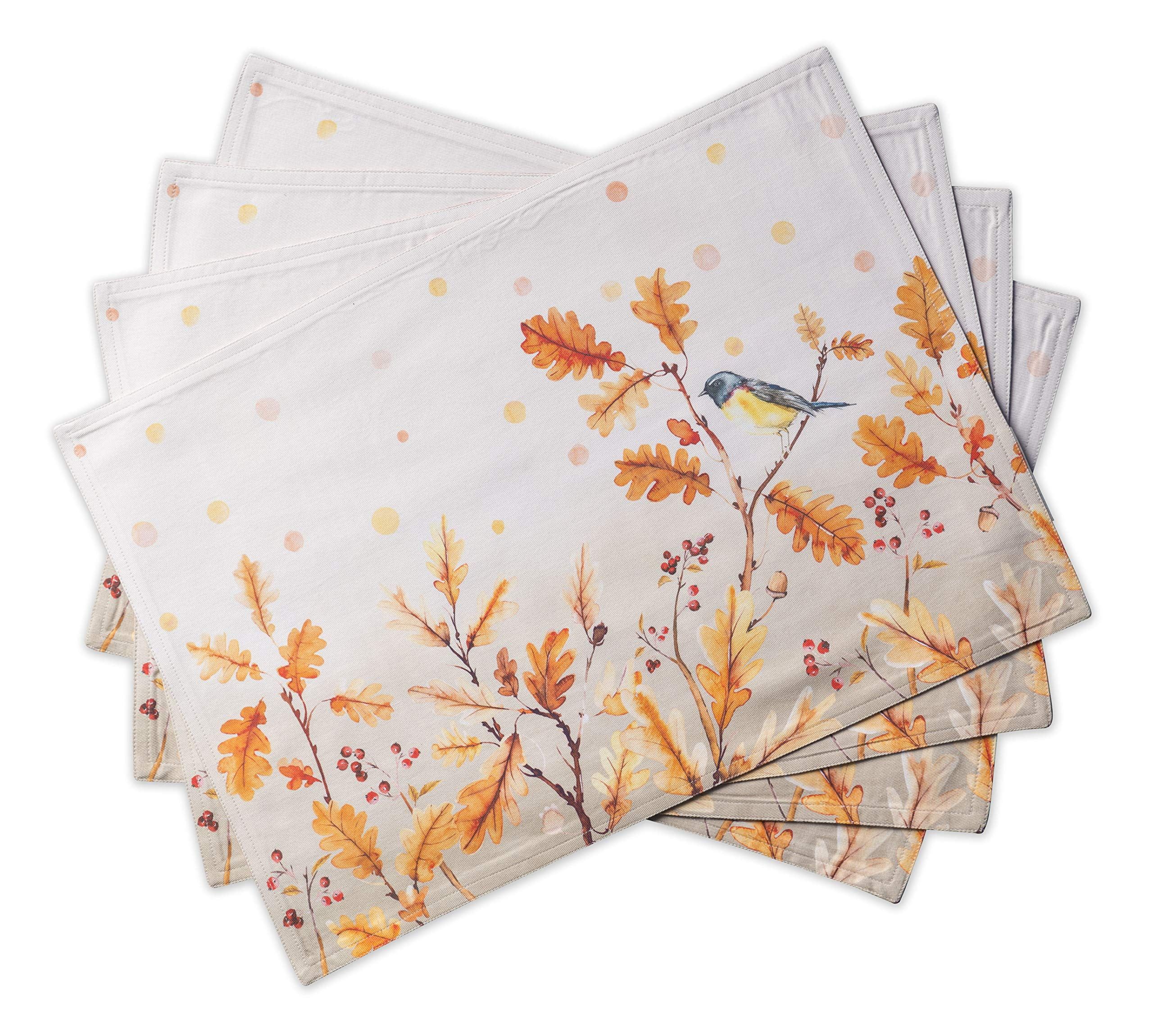 Autumn Oak Leaves Cotton Rectangle Placemats Set of 4