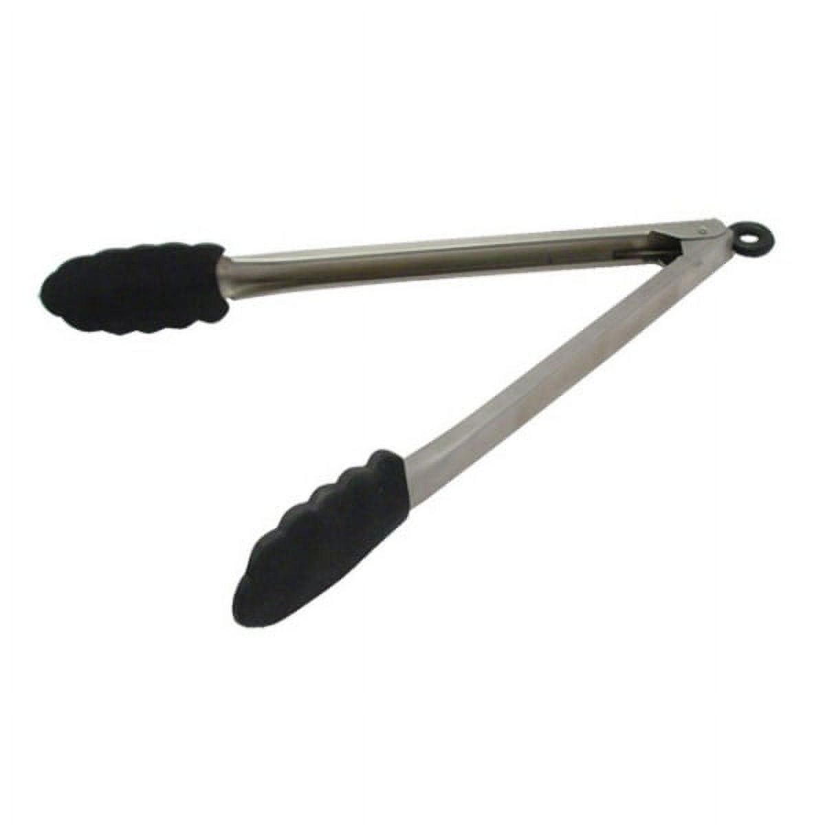 16-Inch Stainless Steel Locking Tongs with Black Silicone Tips