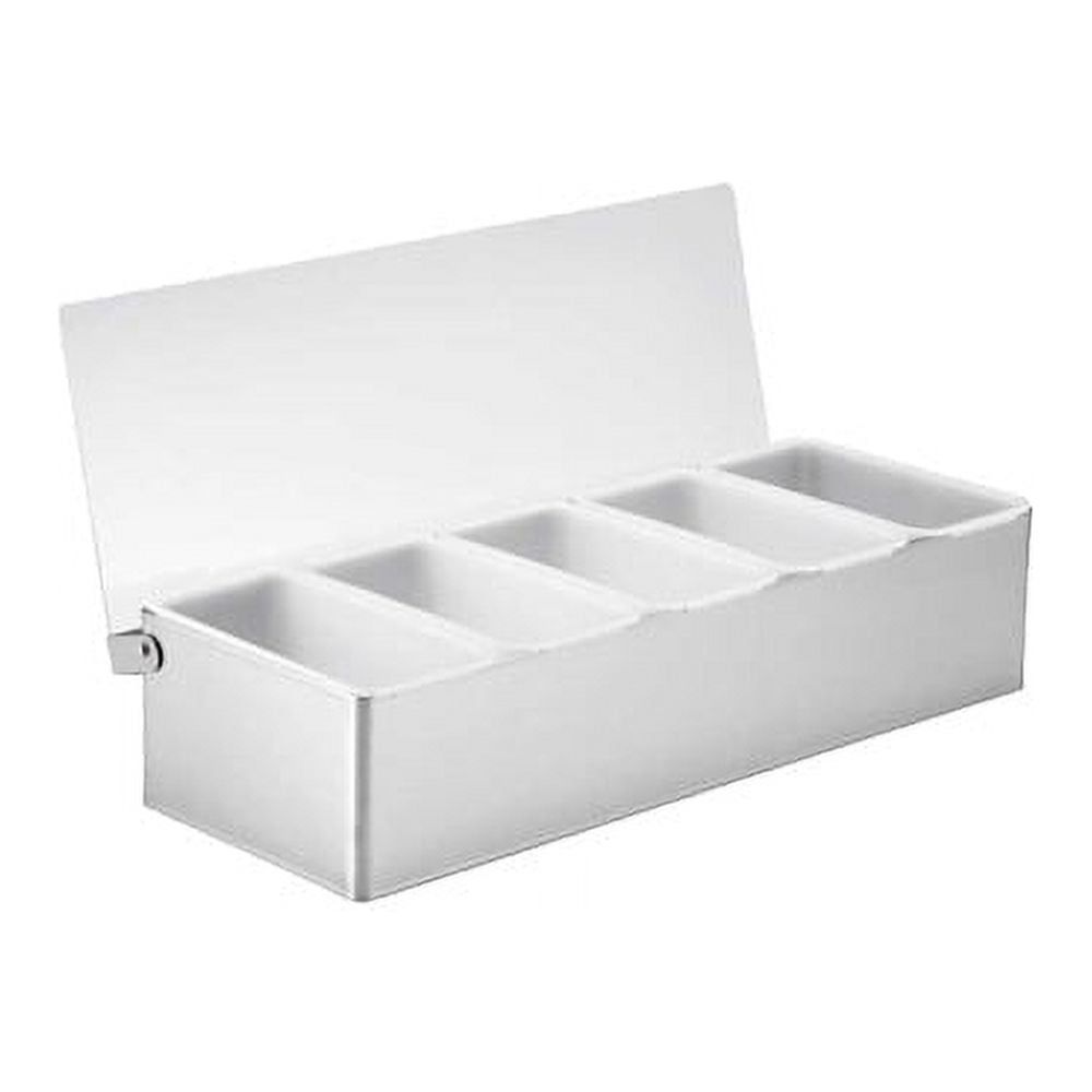 Stainless Steel 5-Compartment Bar Condiment Holder with Acrylic Lid