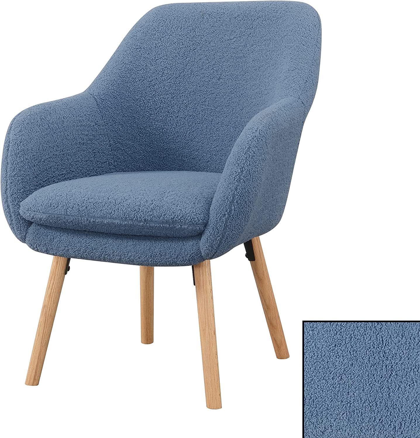 Charlotte Sherpa Blue Wood Wingback Accent Chair