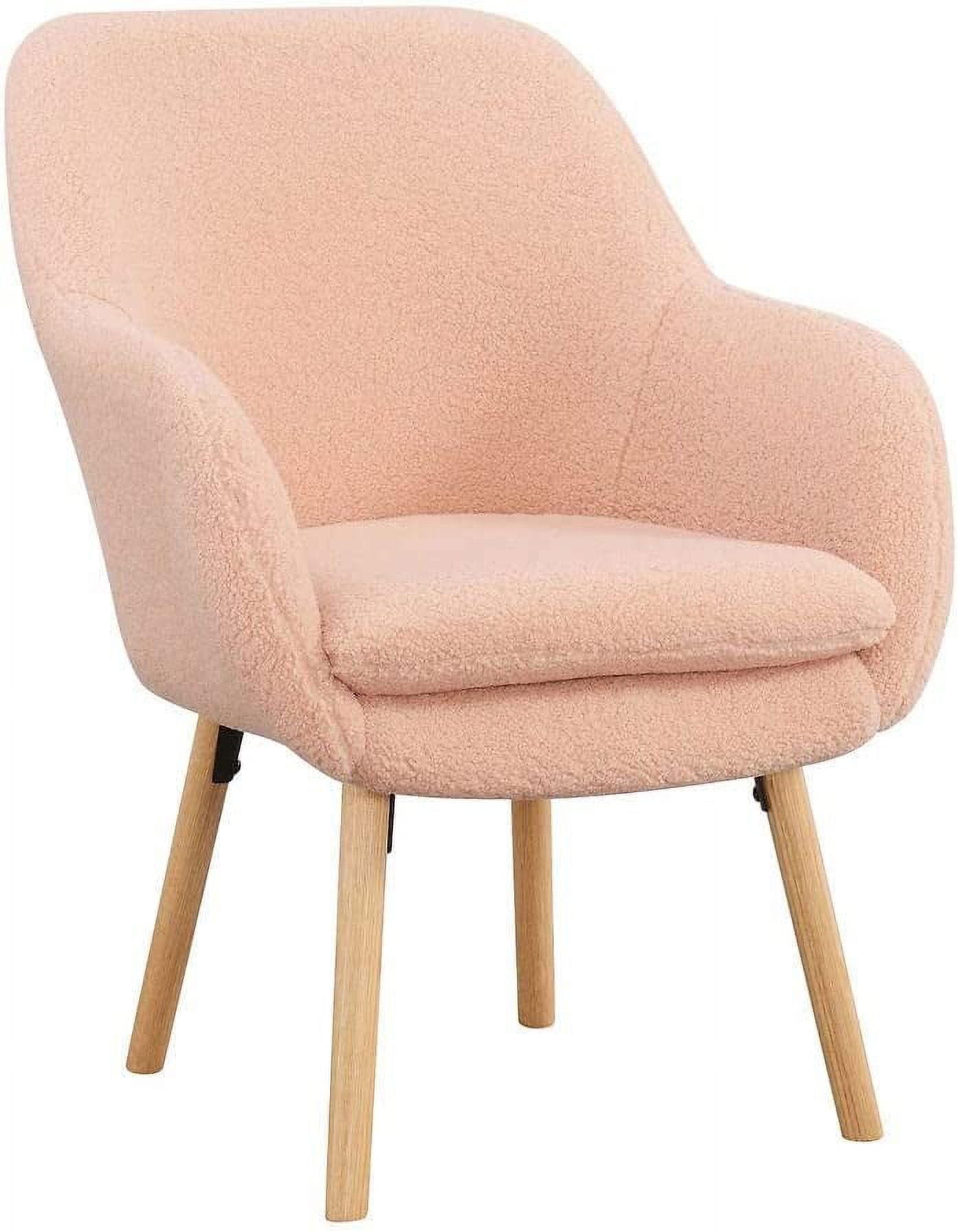 Blush Velvet Wingback Transitional Accent Chair with Wood Legs