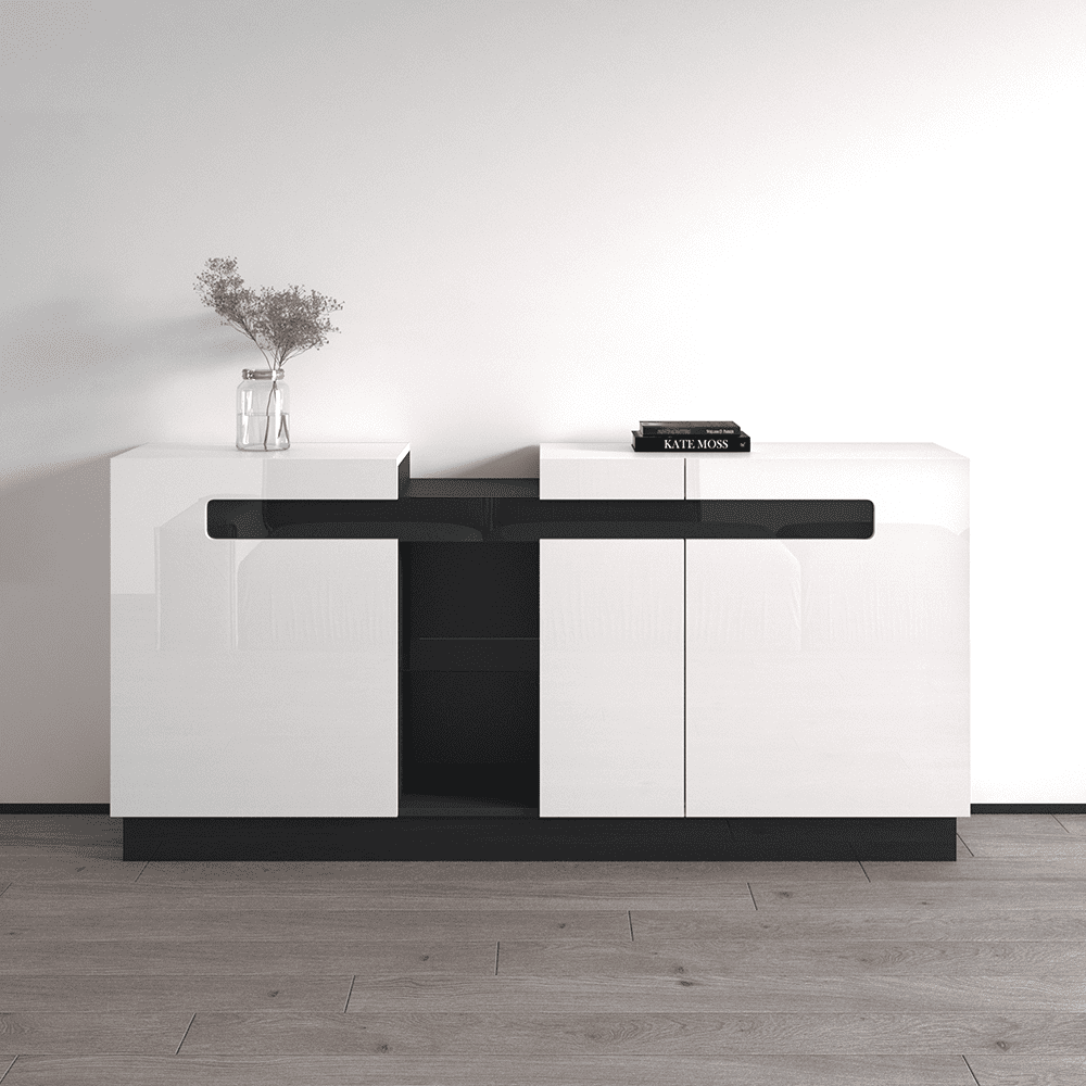 Talia 71" White and Black High Gloss Sideboard