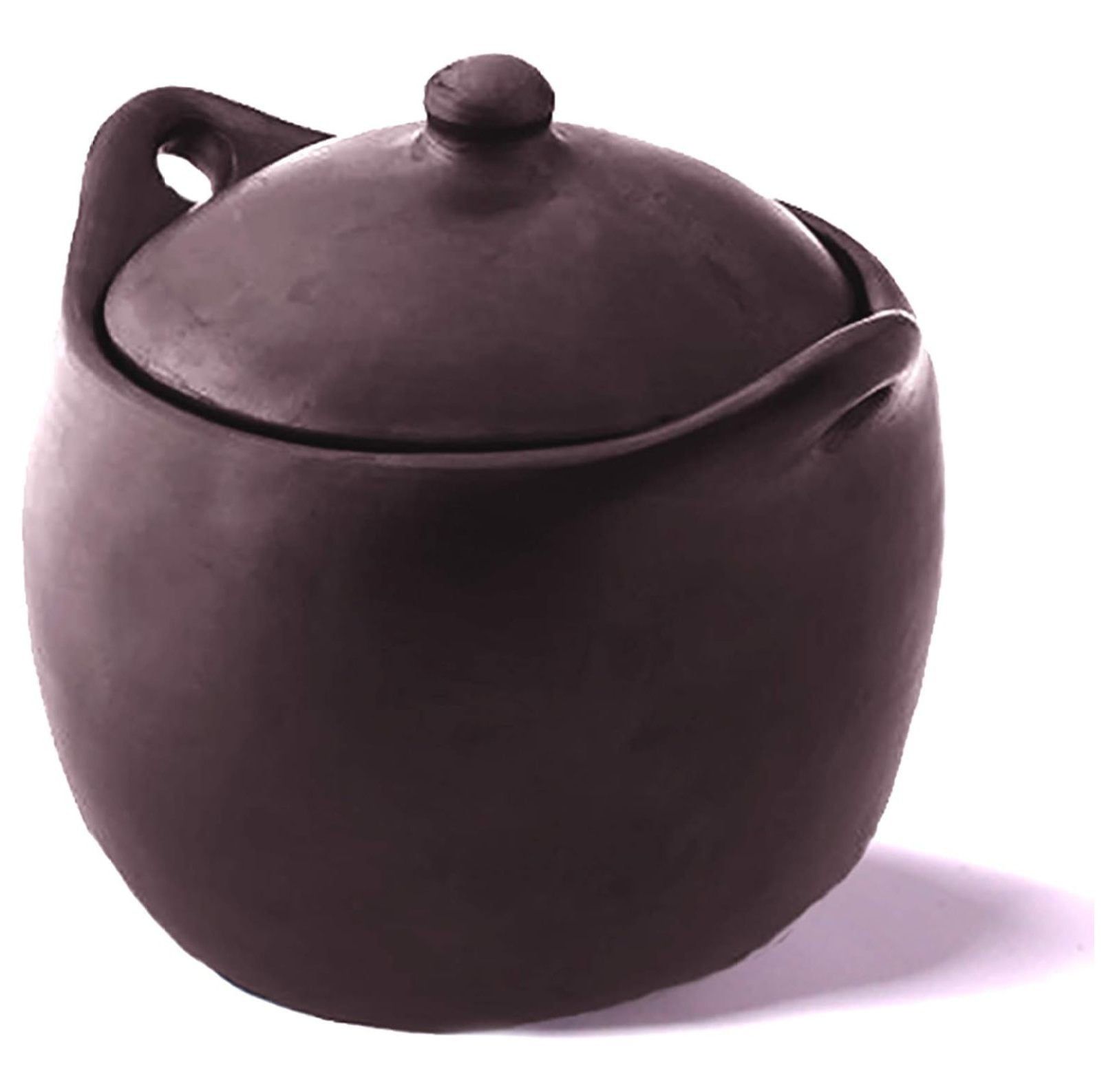 Tall Black Clay Stew Pot with Lid, 4 Quarts