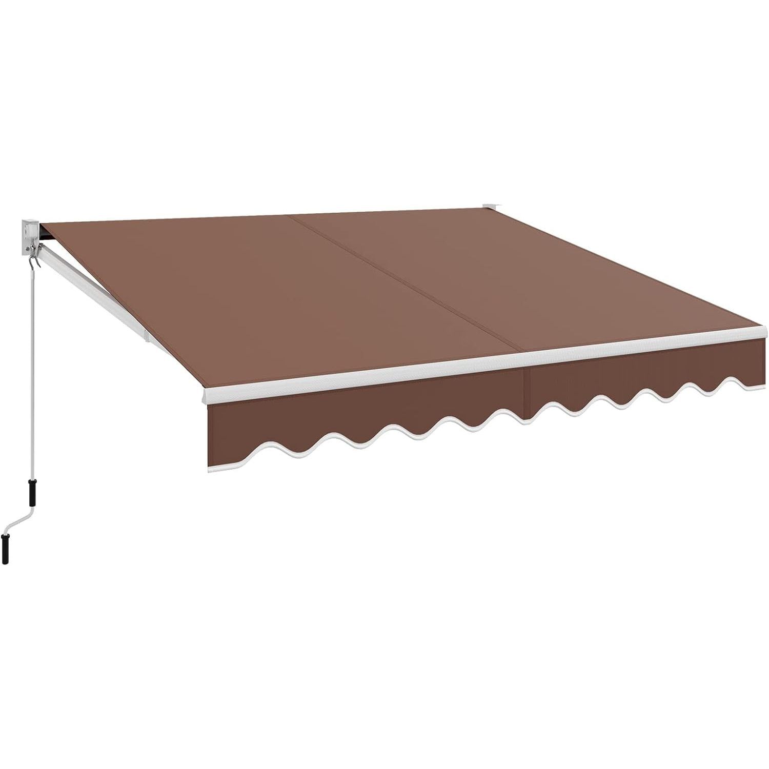 Coffee Brown Aluminum Patio Retractable Awning with Crank Handle