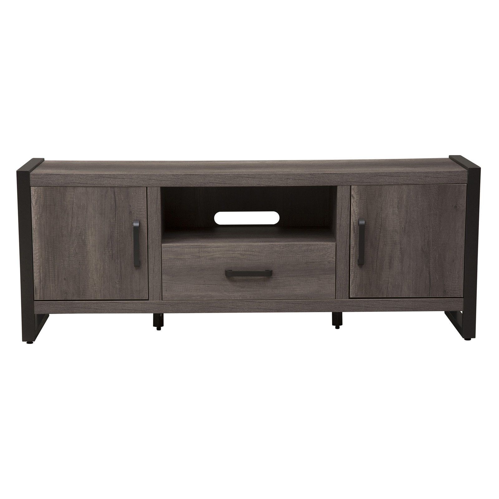 Gray Melamine TV Stand with Cabinet and Drawer