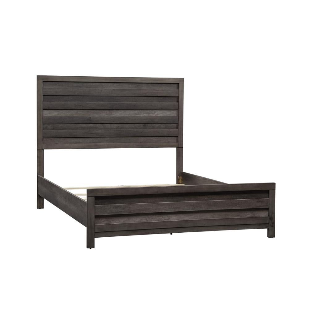 Greystone Queen Wood Panel Bed with Slats and Drawer