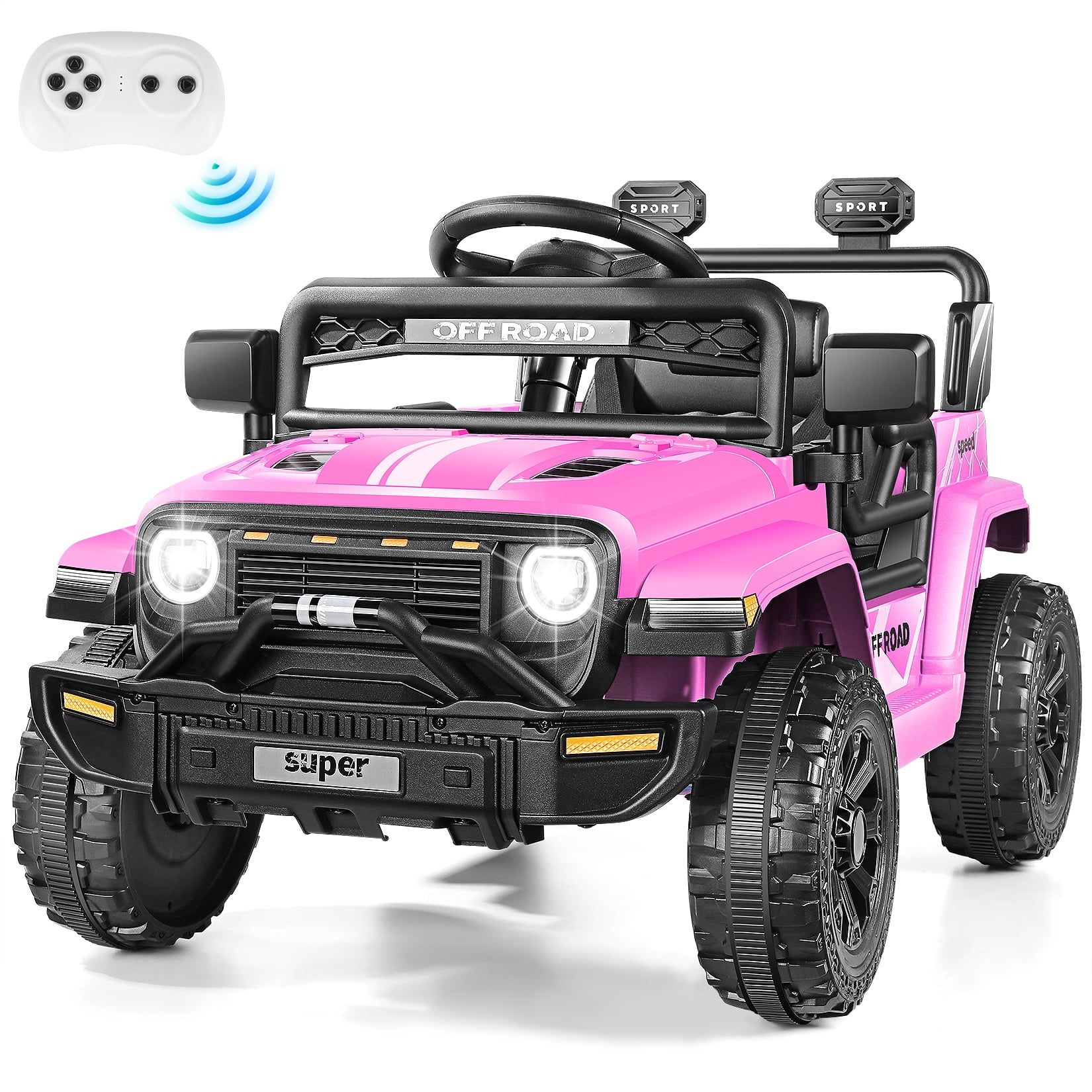 Pink 12V Electric Ride-On SUV with Remote Control and LED Lights