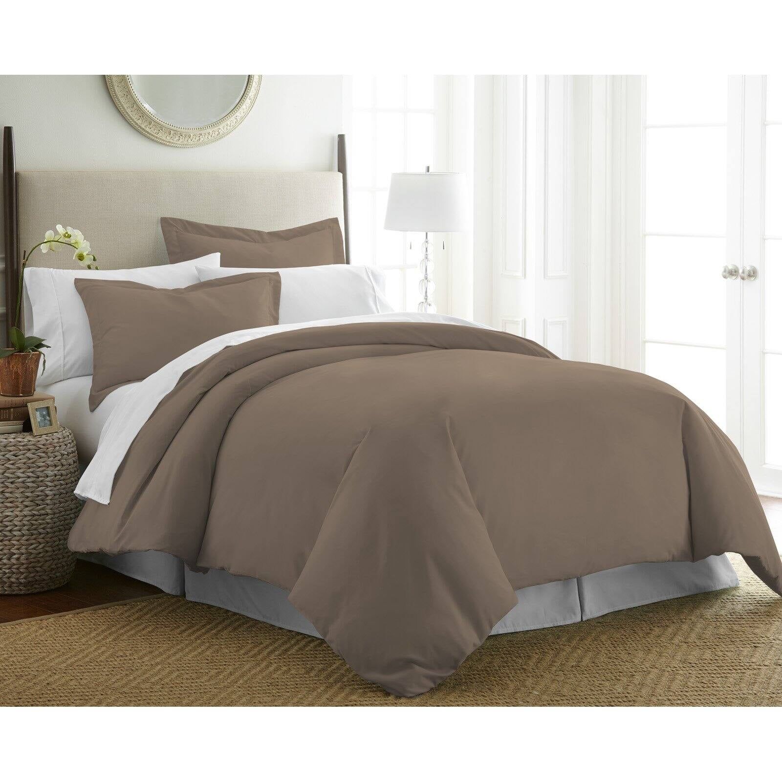 Taupe Microfiber Twin/Twin XL Duvet Cover Set with Pillow Sham