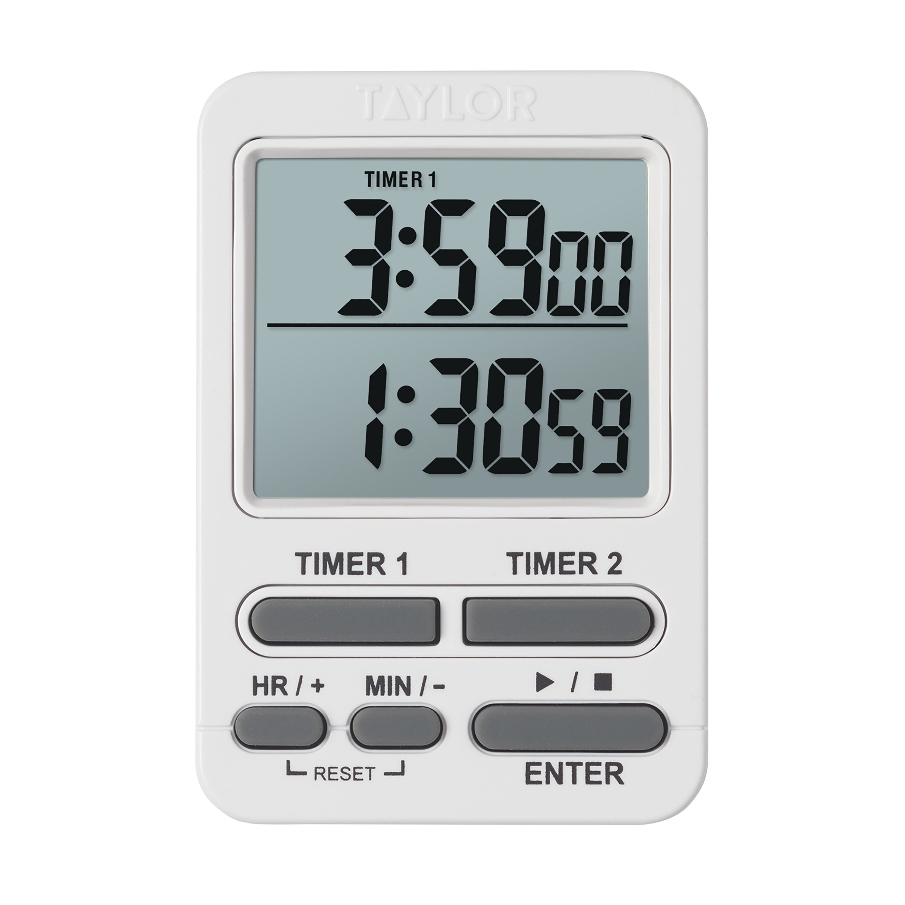 White Digital Dual Event Timer with Clock