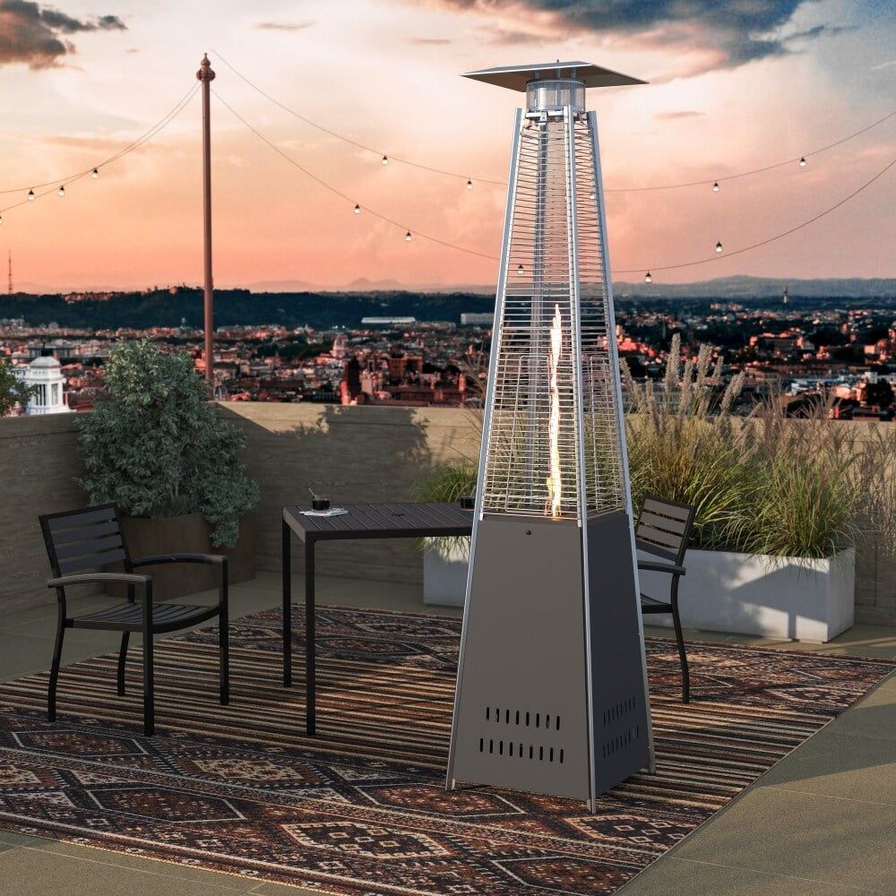 Slate Gray 7.5-Foot Stainless Steel Pyramid Patio Heater